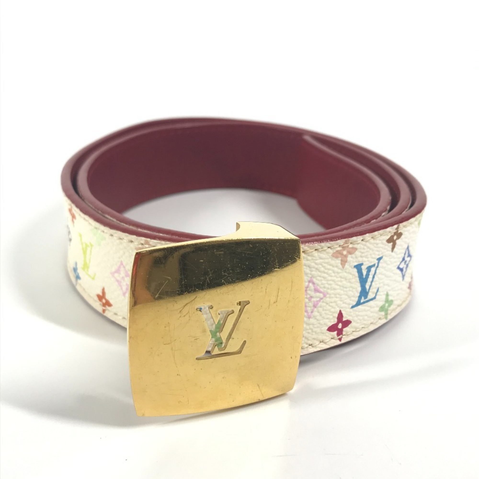 LOUIS VUITTON M9682W Monogram Multicolor Santur LV Cut Accessories Small Items Belt Canvas Women’s Blanc White