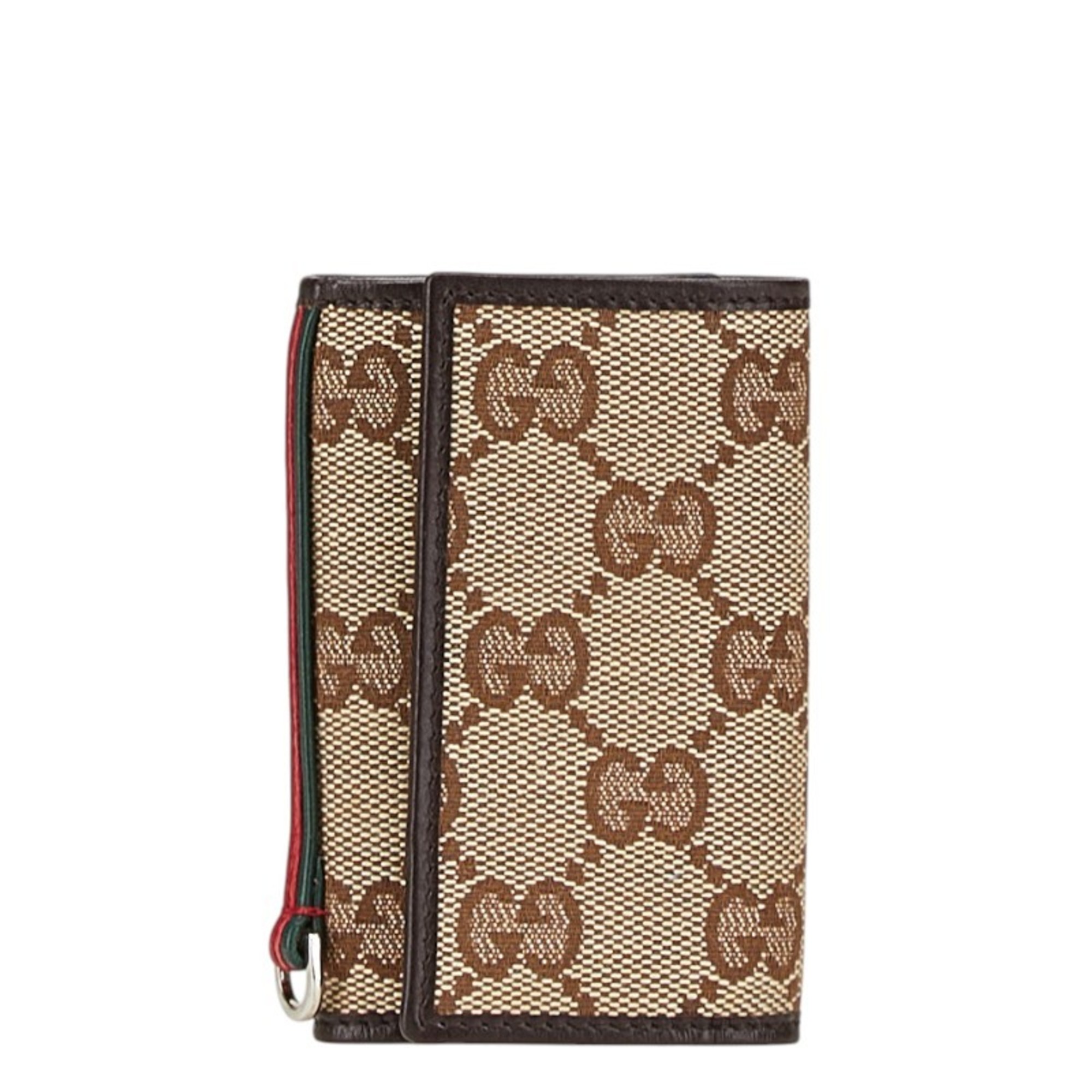 Gucci GG Canvas Sherry Line 6-Ring Key Case 131928 Beige Multicolor Leather Women’s GUCCI