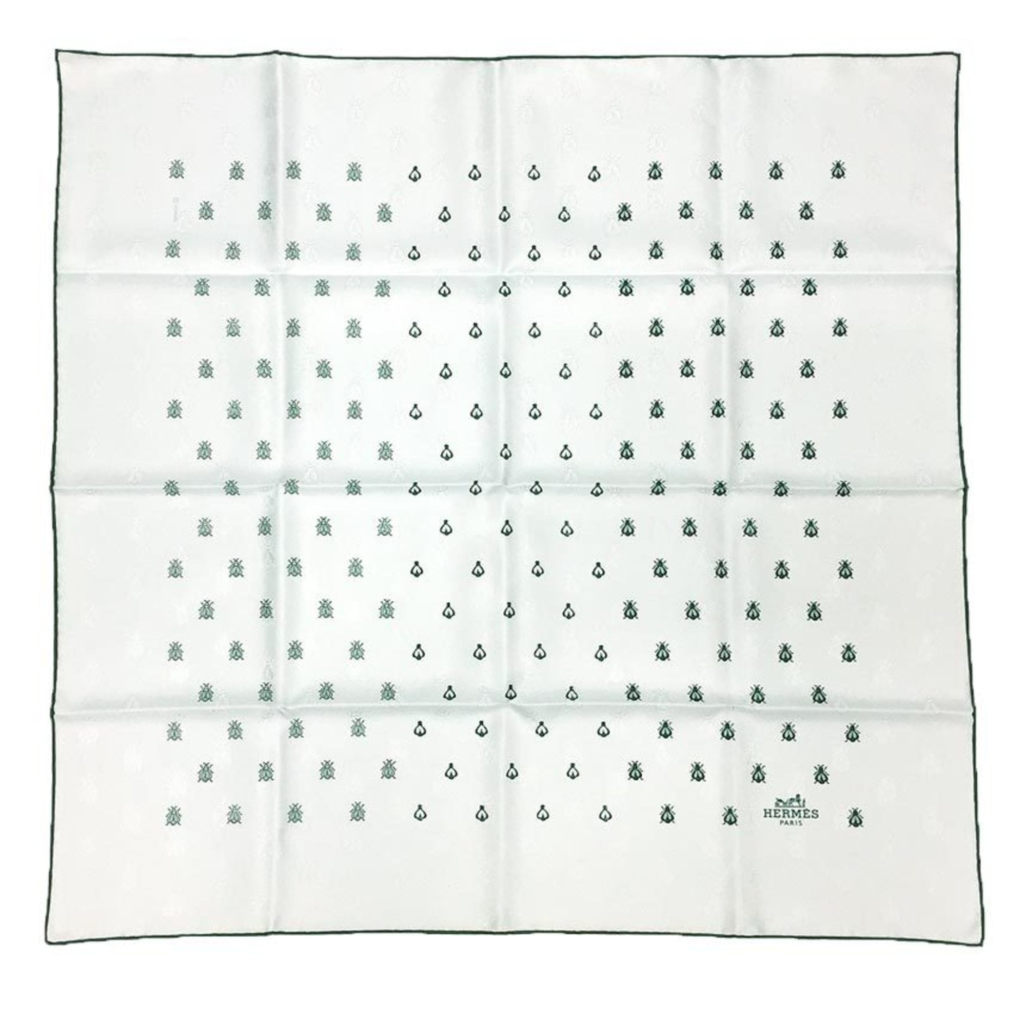 HERMES Scarf, CarrÃ© 70, Embroidered, Petite Abeille Broad, 100% Silk, Light Blue, Bee, Unused