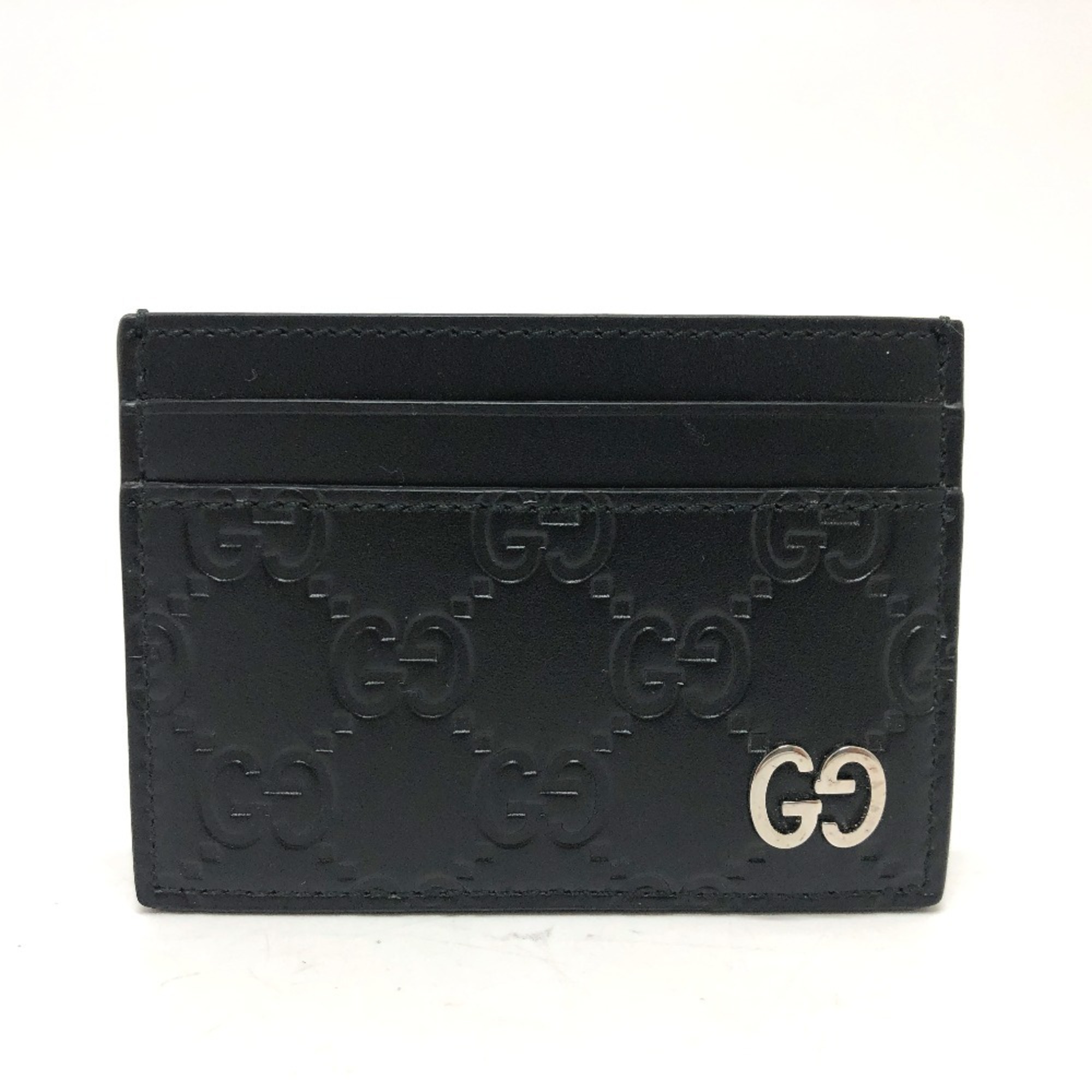 GUCCI 473927 Shima Leather Card Case, Men’s, Black