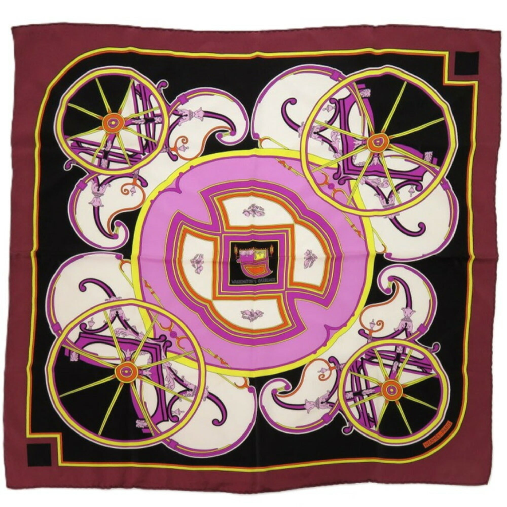 HermÃ¨s CarrÃ© 70 WASHINGTON’S CARRIAGE, George Washington’s Horse-Drawn Carriage, Silk Purple Scarf, Purple, 0181HERMES