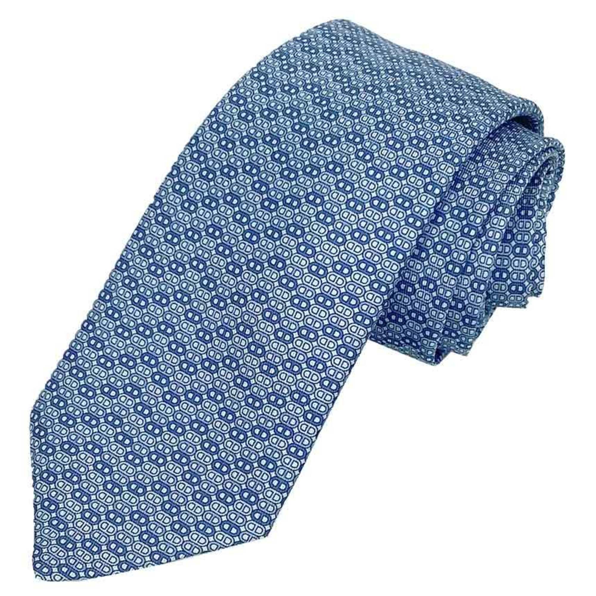 Hermes HERMES Tie Silk Twill Chaine d’Ancre CRAVATE TWILL TIE 7 MAILLONS VAGUES H0059582T 29 CIEL/MARINE/BLUE MOYEN Blue Men’s