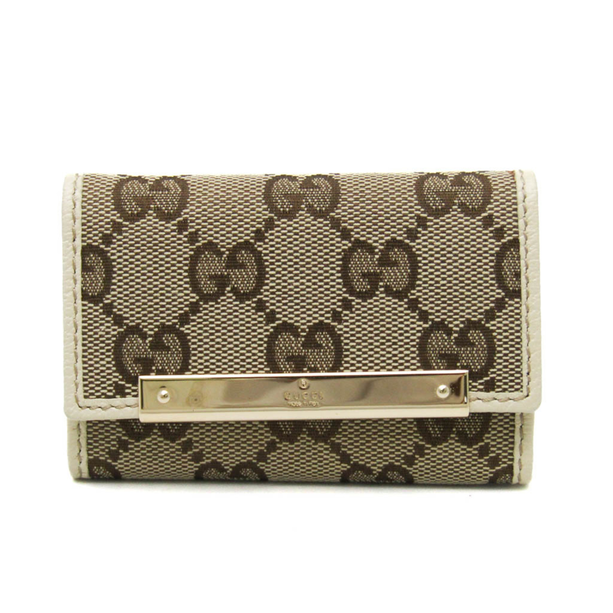Gucci 127048 Men,Women GG Canvas Leather Key Case Beige,Brown,Off-white