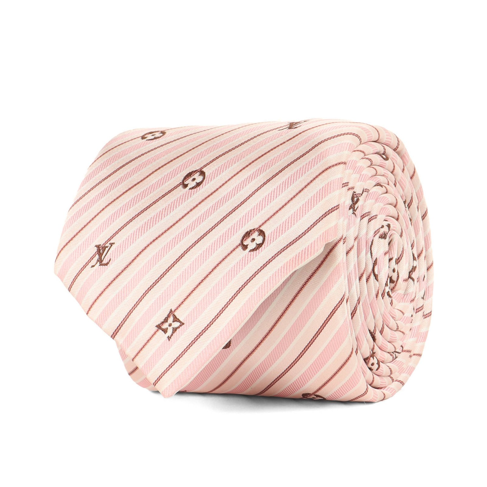 LOUIS VUITTON Monogram Regimental Silk Cravate Pink Men’s Tie K4615