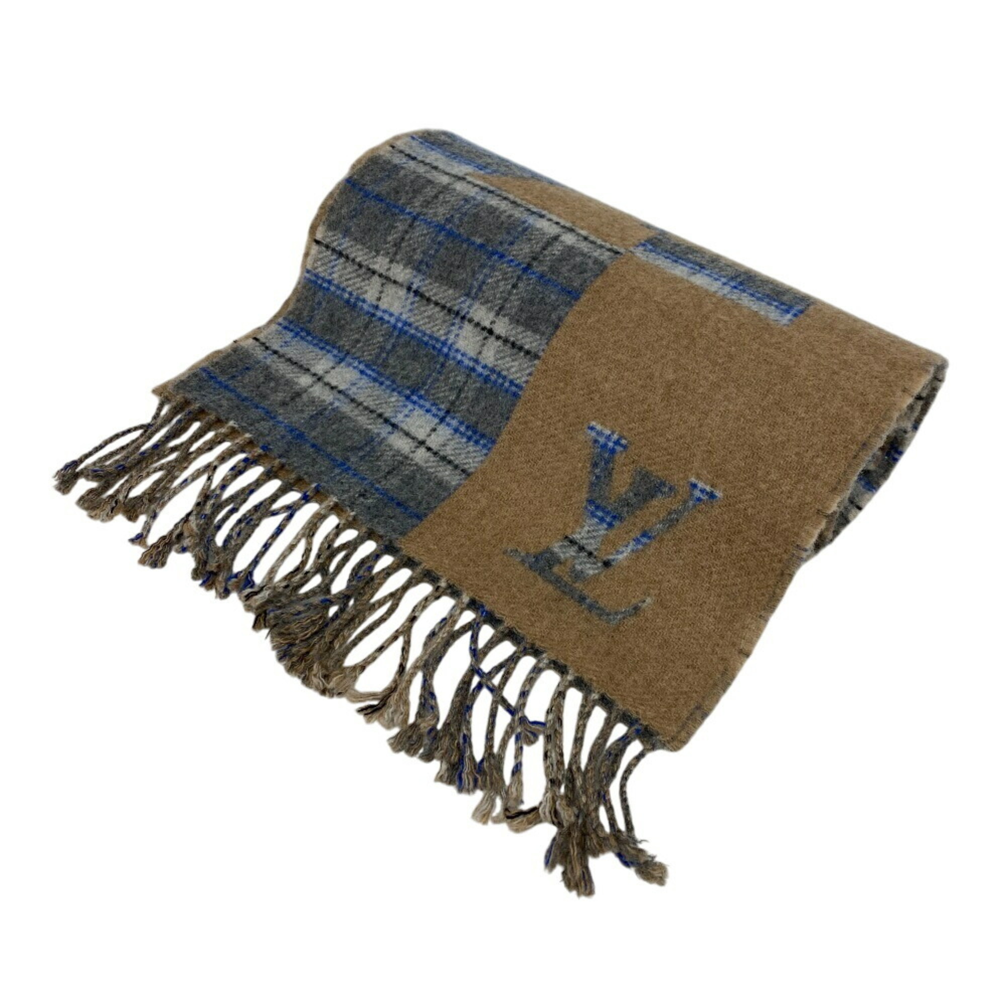 LOUIS VUITTON Louis Vuitton Check with Echarpe Scarf, Fluffy, Thick, Beige