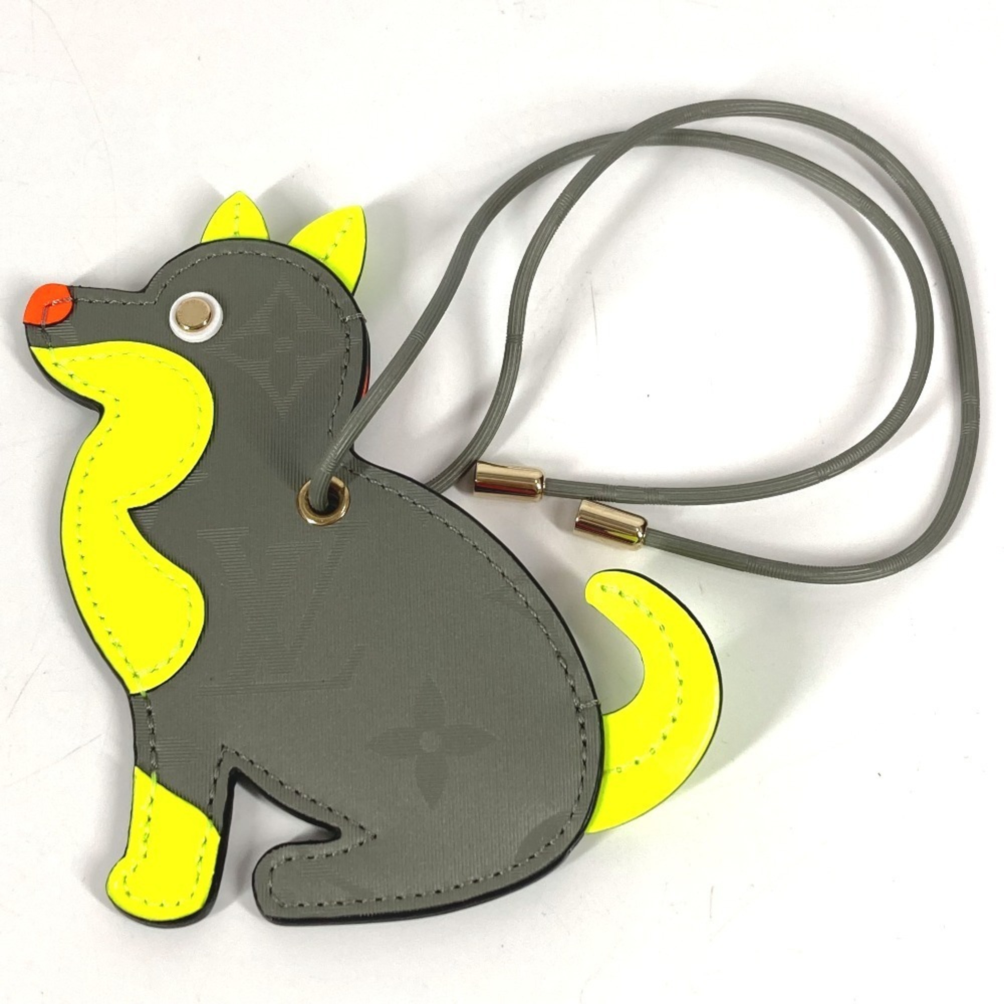 LOUIS VUITTON M63280 Monogram Titanium Porte Address Dog Bag Charm Keychain Men’s Gray Like New