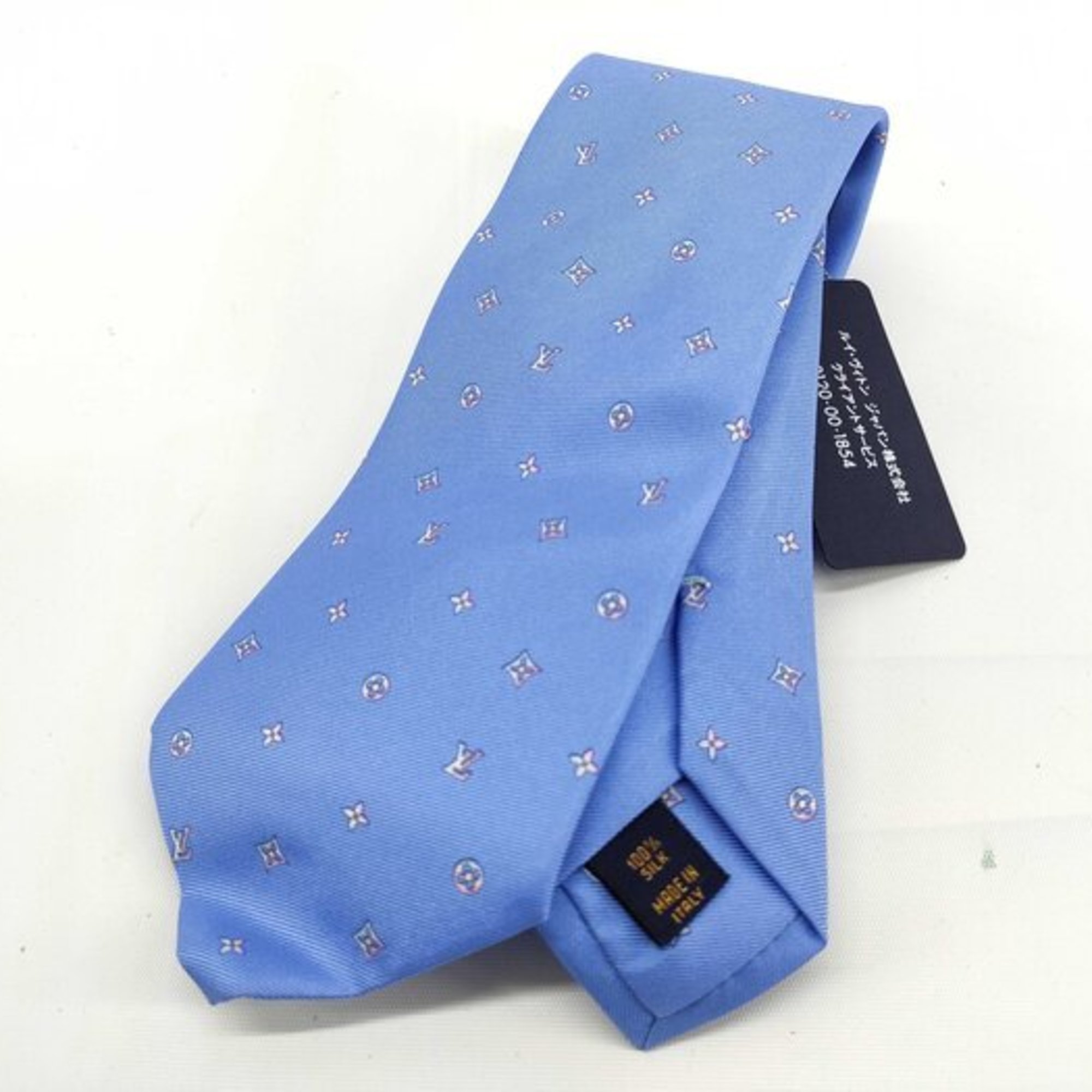 LOUIS VUITTON Cravate Monogram Neon Tie M75911, Light Blue Silk, Men’s, Gradient