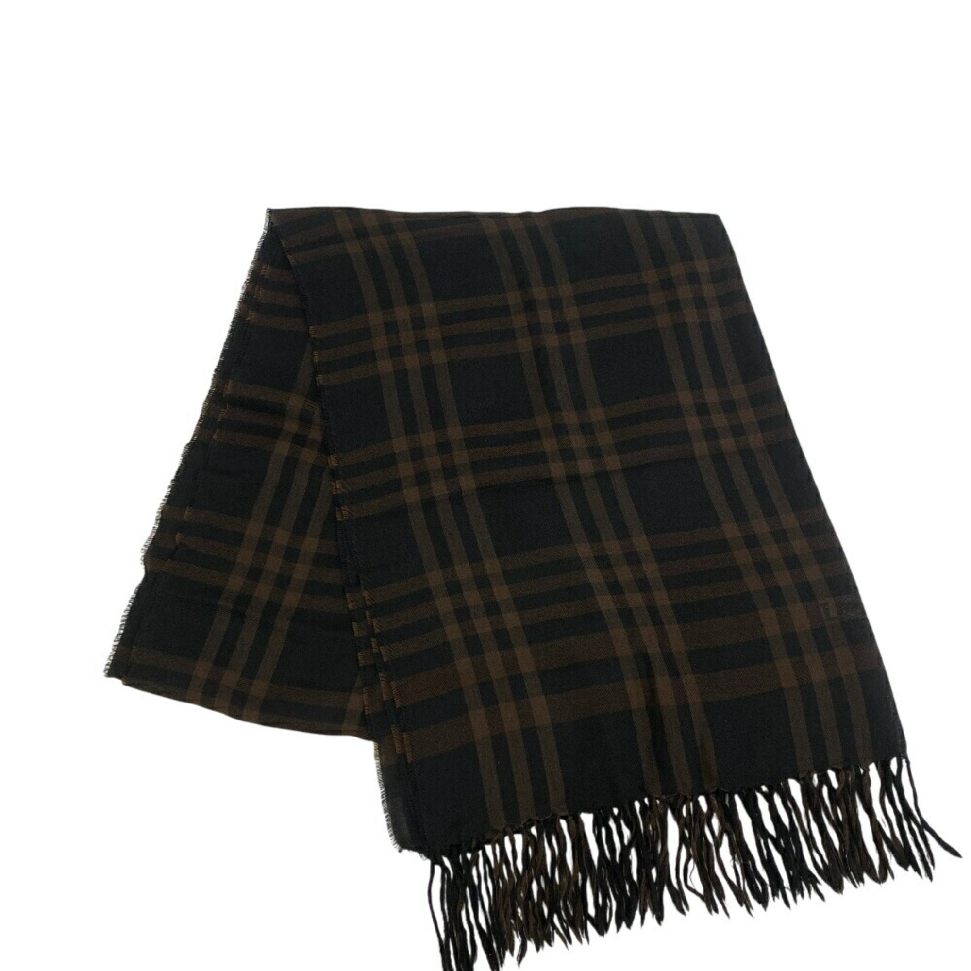 LOEWE Check Scarf Muffler Ribbon Brown Women’s