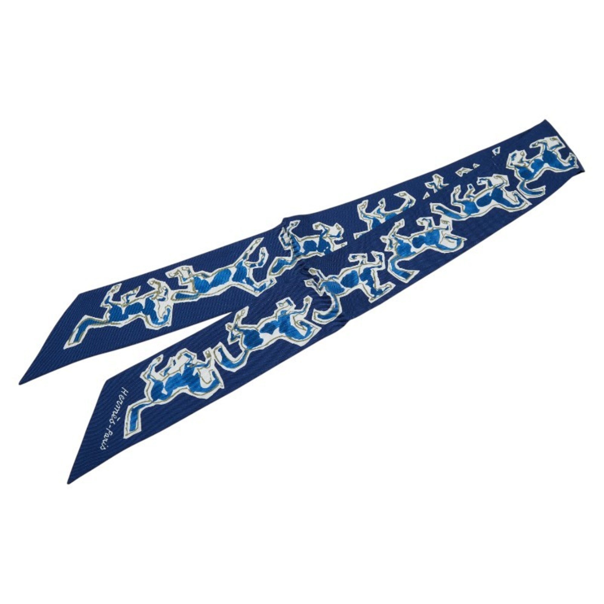 HermÃ¨s Twilly Chevaux En Liberte Horse of Liberty Scarf Muffler Blue Multicolor Women’s HERMES