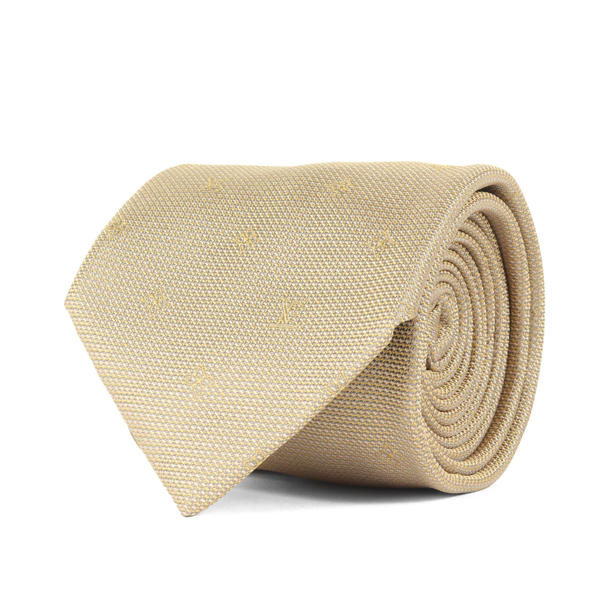 LOUIS VUITTON Monogram Silk Cravate Gold Tie for Men, K4618