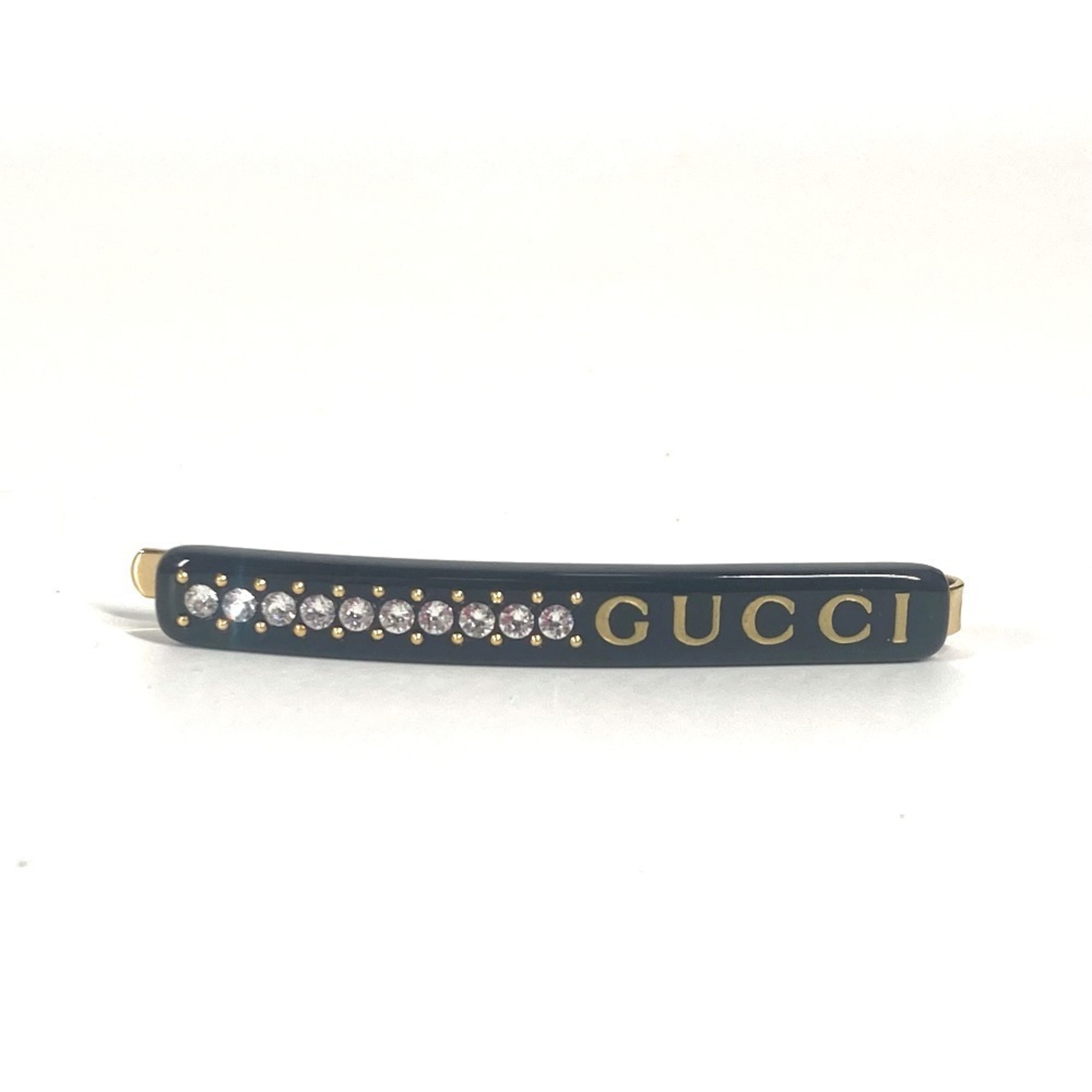 GUCCI GG Logo Rhinestone Hairpin, Plastic, Women’s, Black