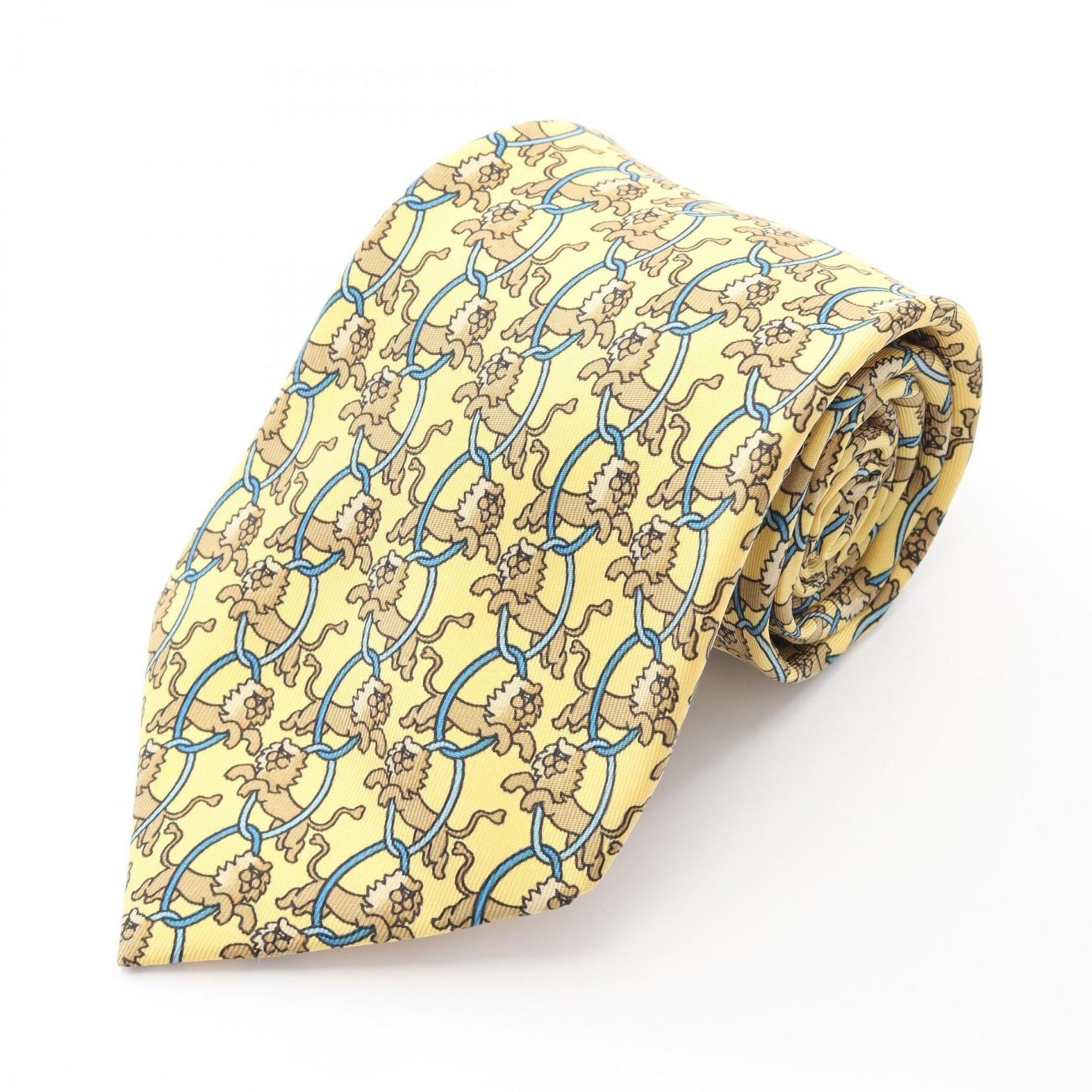 Hermes HermÃ¨s silk tie for men in multicolored yellow.