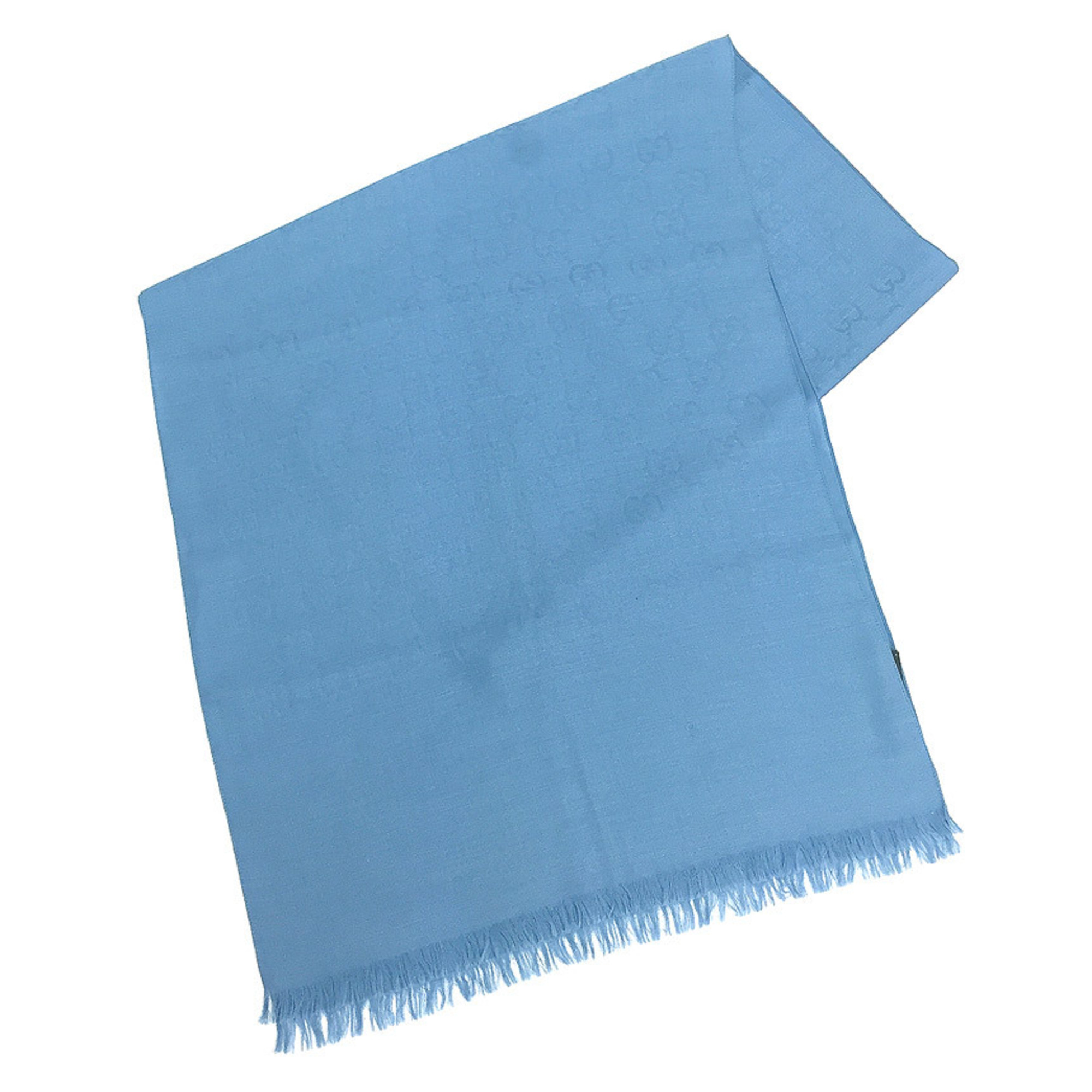 GUCCI Gucci GG stole shawl muffler silk x wool blue