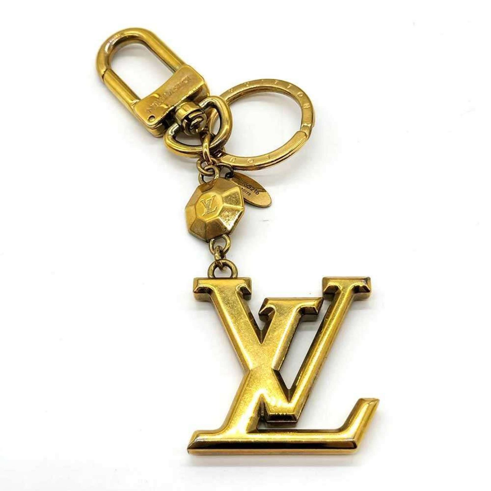 Louis Vuitton Porte-ClÃ©s LV Facet Key Ring, Gold-Colored Metal Charm, M65216, Women’s, LOUISVUITTON