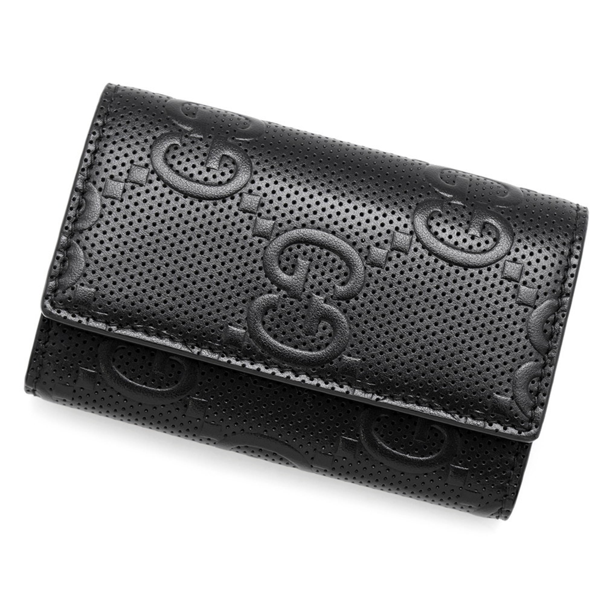 Gucci 6-Key Case GG Embossed Leather 625565 GUCCI Black