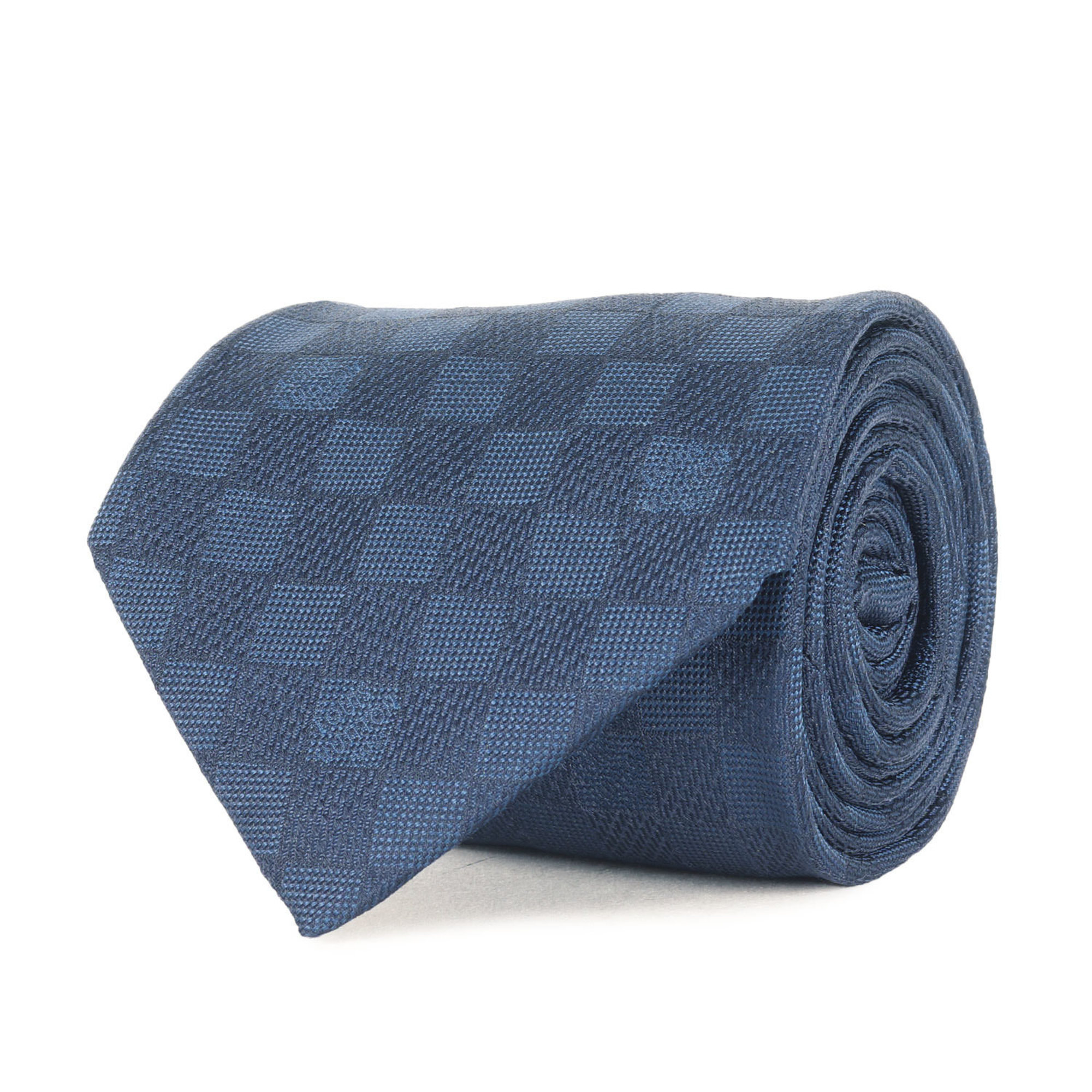 LOUIS VUITTON Damier Classic Silk Tie, Navy Blue, Men’s