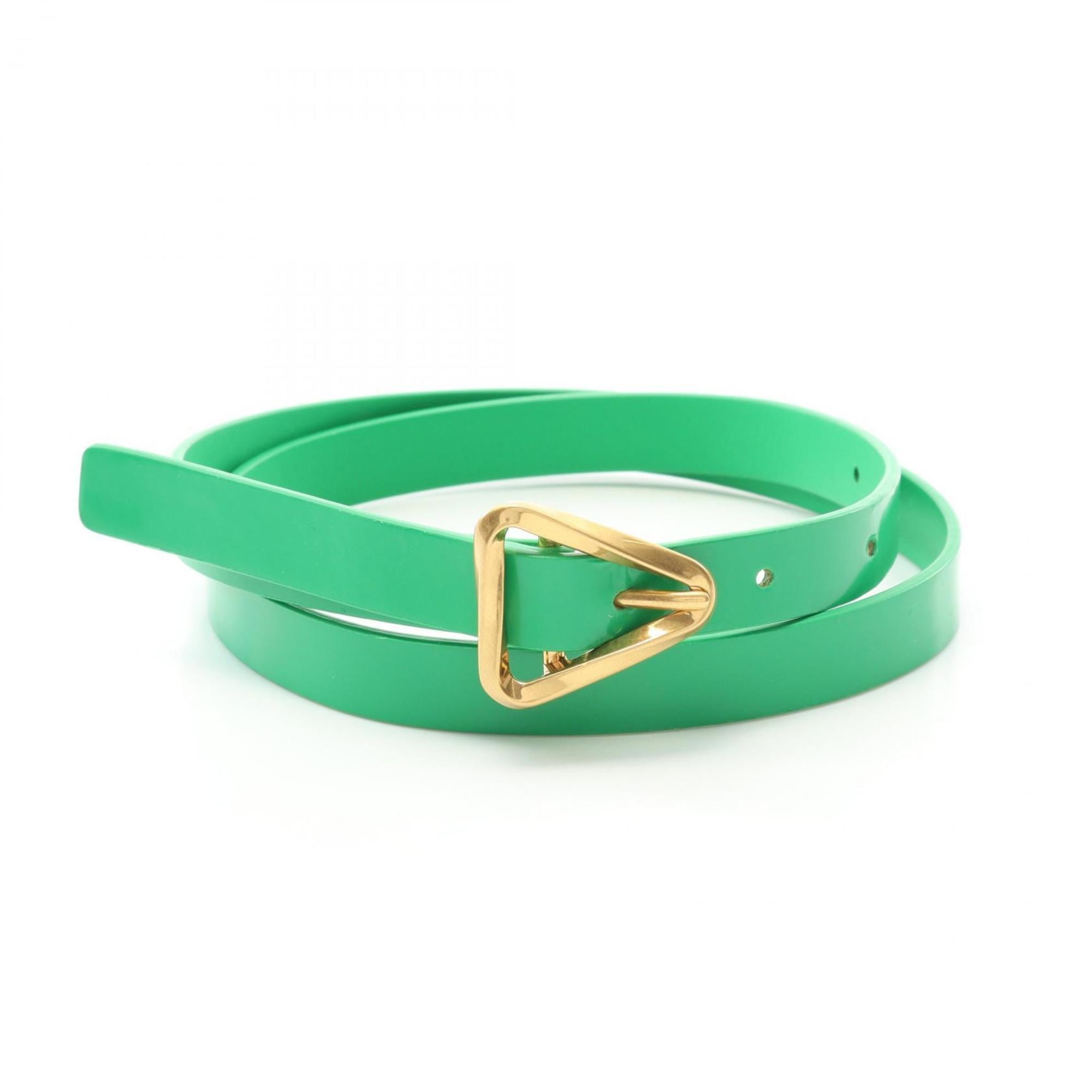 Bottega Veneta Triangle Buckle Belt, Leather, Women’s, Green