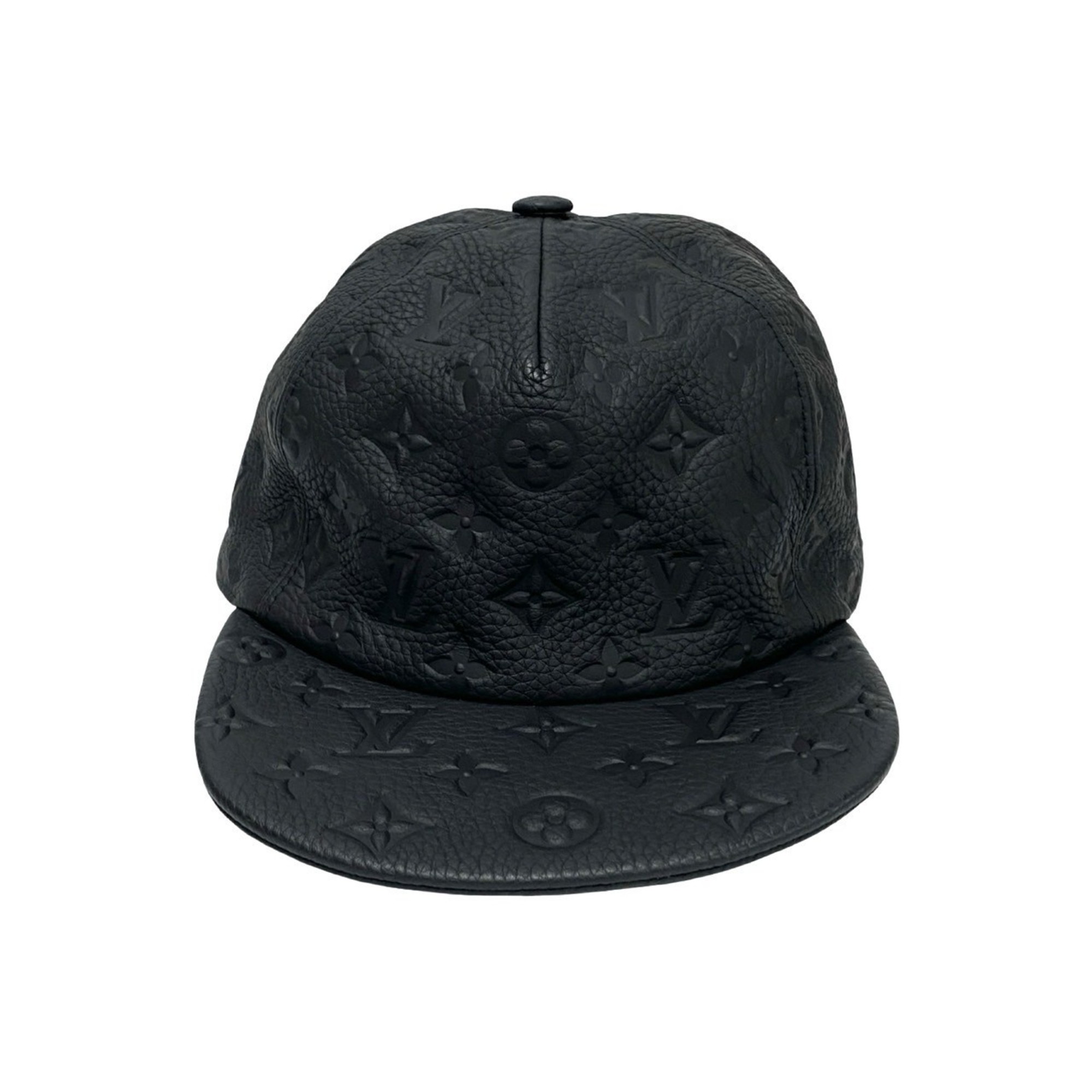 LOUIS VUITTON Louis Vuitton Monogram Quill 1.0 Newsboy Cap, Leather and Cotton, Black, Men’s, 87700