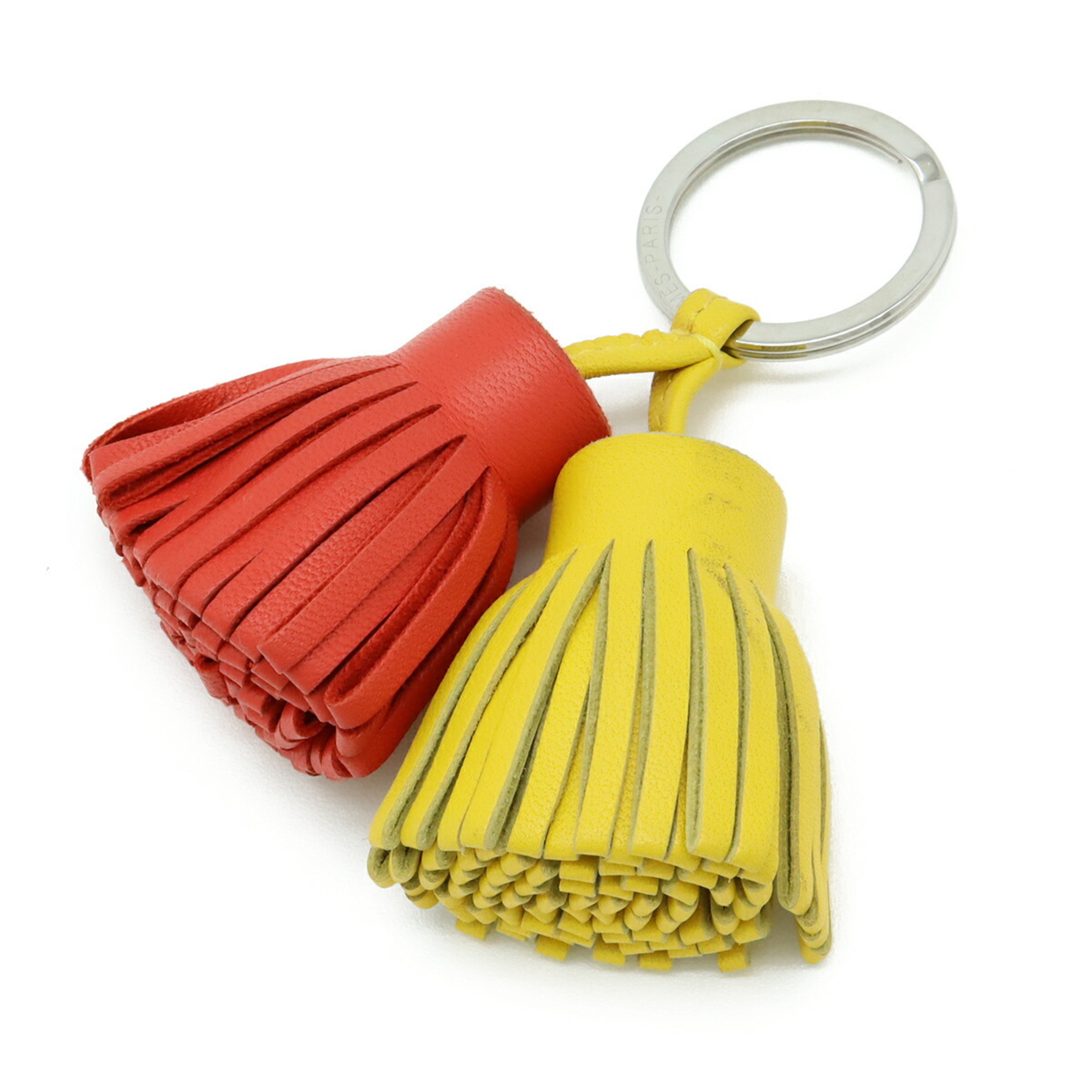 HERMES Carmen Unodos Key Ring Keychain Tassel Charm Agnumilo Orange Red Yellow