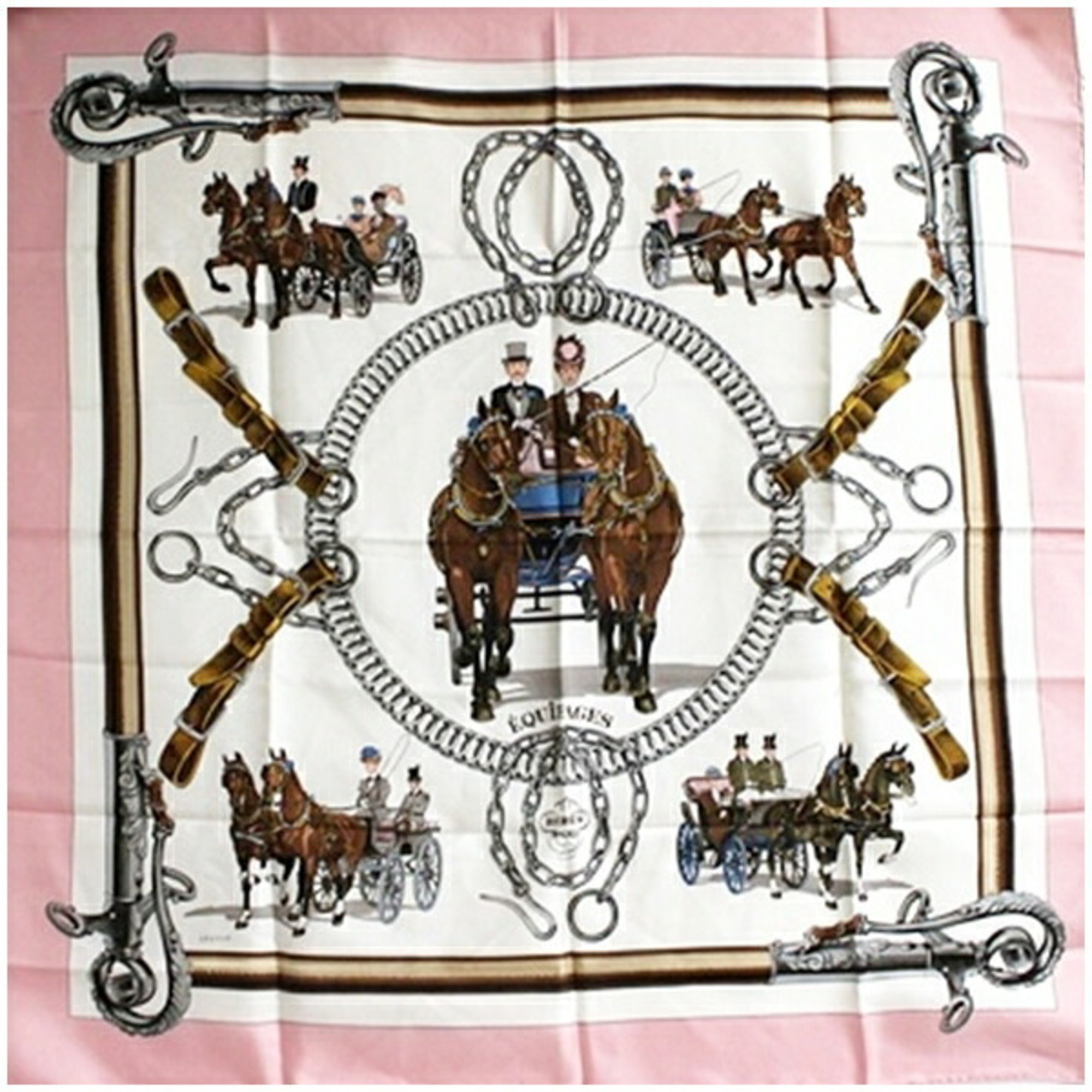 Hermes Silk Scarf Muffler CarrÃ© 90 EQUIPAGES Horse-Drawn Carriage HERMES Women’s