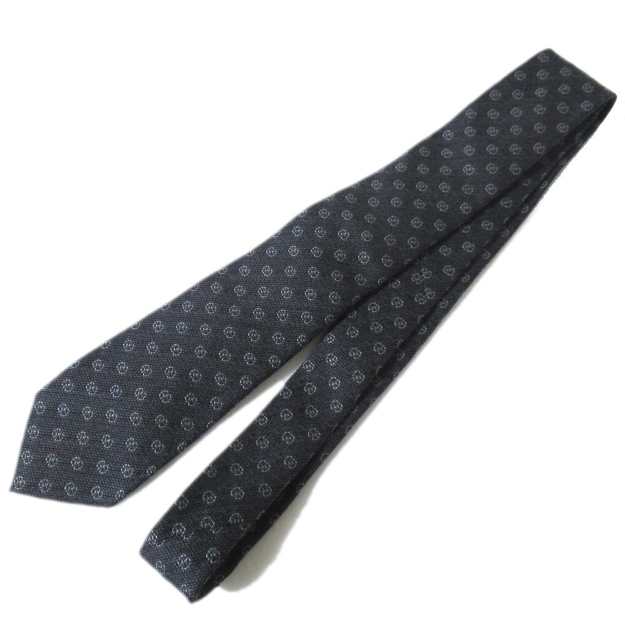 GUCCI Michele-era GG pattern silk wool tie, charcoal gray, men’s