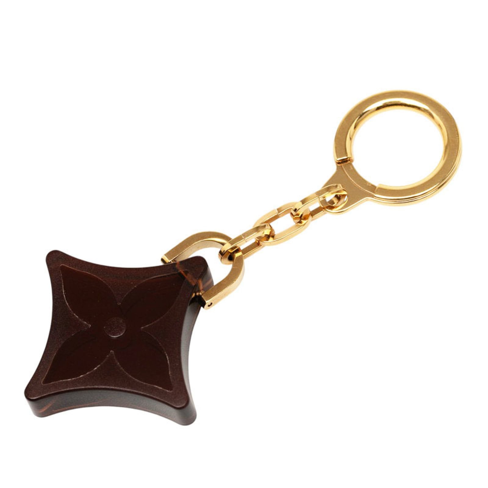 Louis Vuitton Monogram Flower Keychain/Key Ring Charm, Novelty, Brown and Gold Plated Plastic, Women’s, LOUIS VUITTON