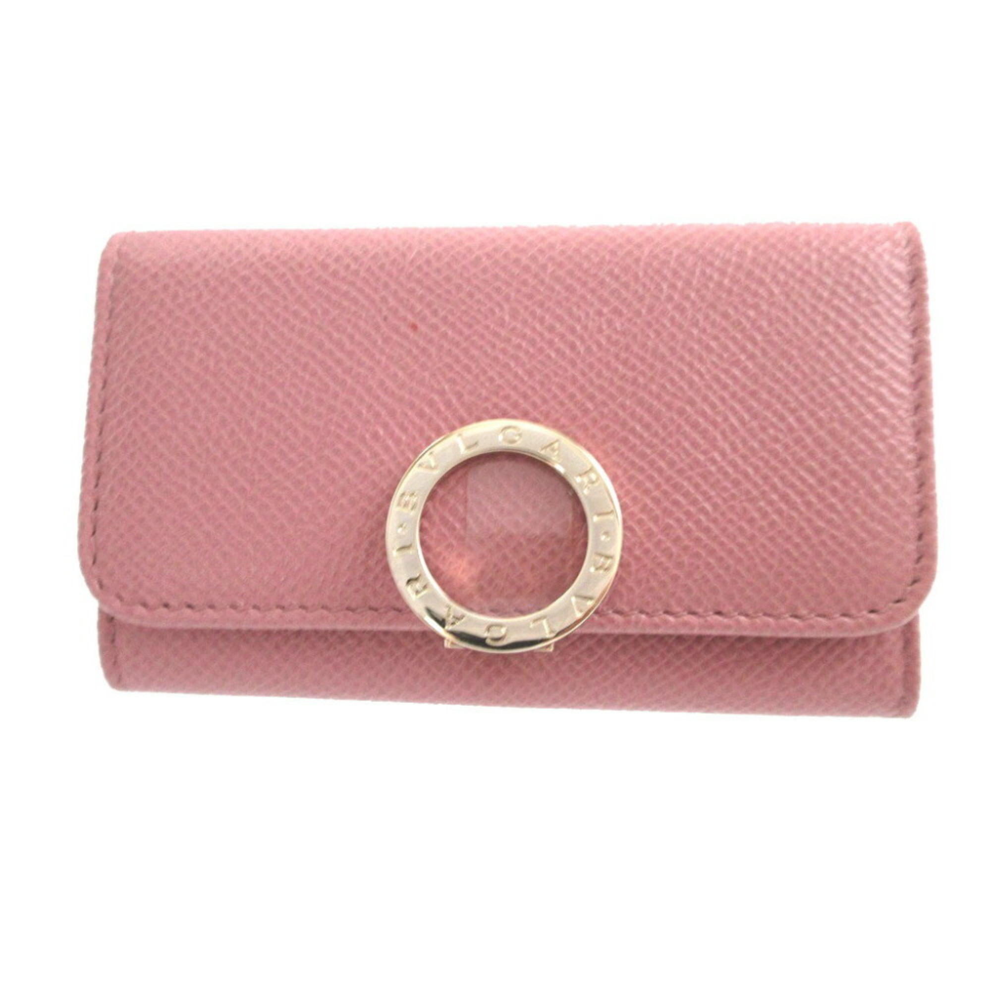 Like new Bulgari Leather Pink 6 Key Case 1254BVLGARI