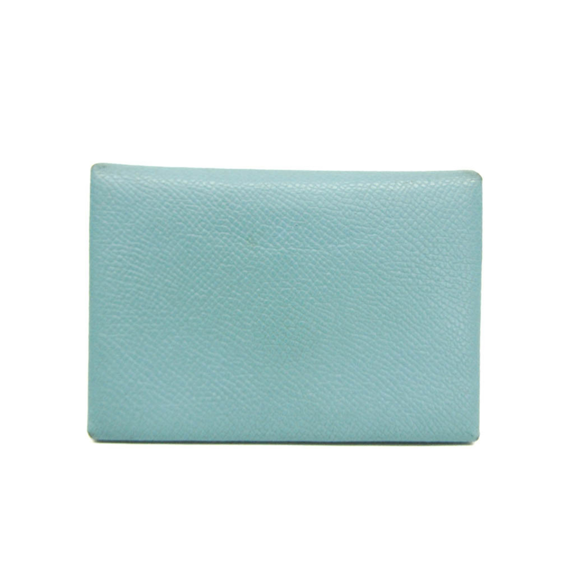 Hermes Calvi Duo Epsom Leather Card Case Light Blue