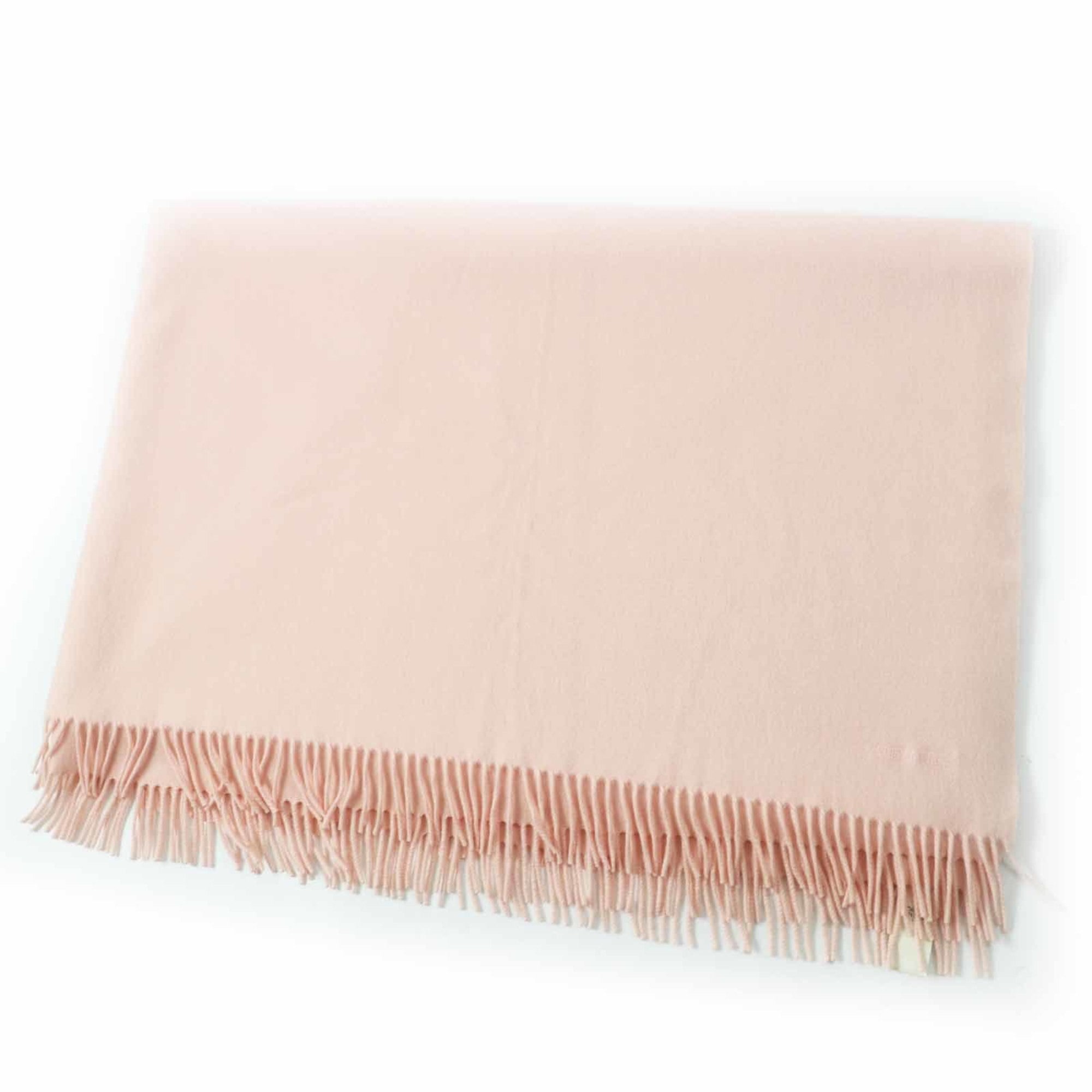 HERMES 100% Cashmere Shawl with Embroidered Logo, Extra Large, Baby Pink, Made in Italy, for Women