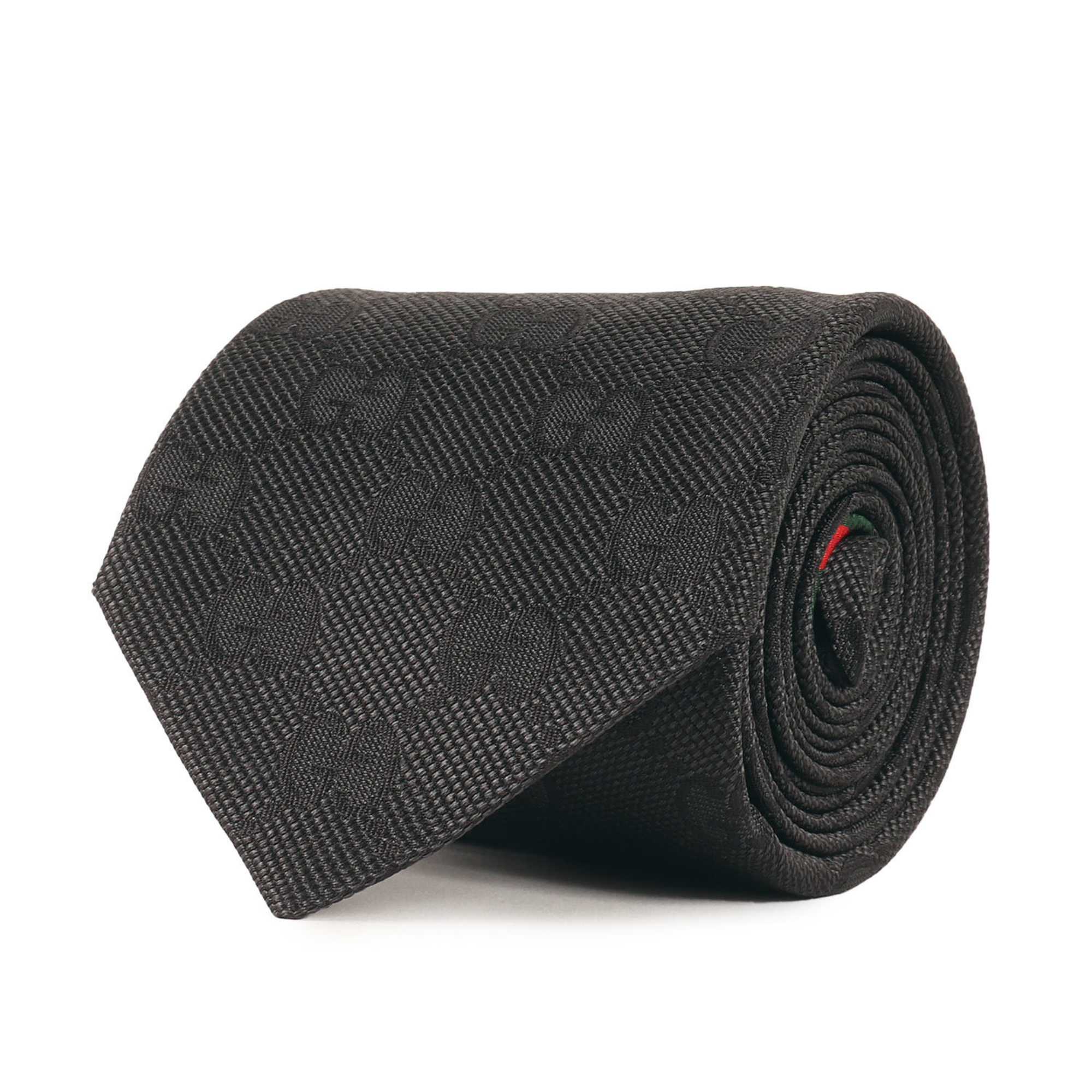 GUCCI GG Monogram Web Stripe Silk Tie, Black, Men’s, K4616