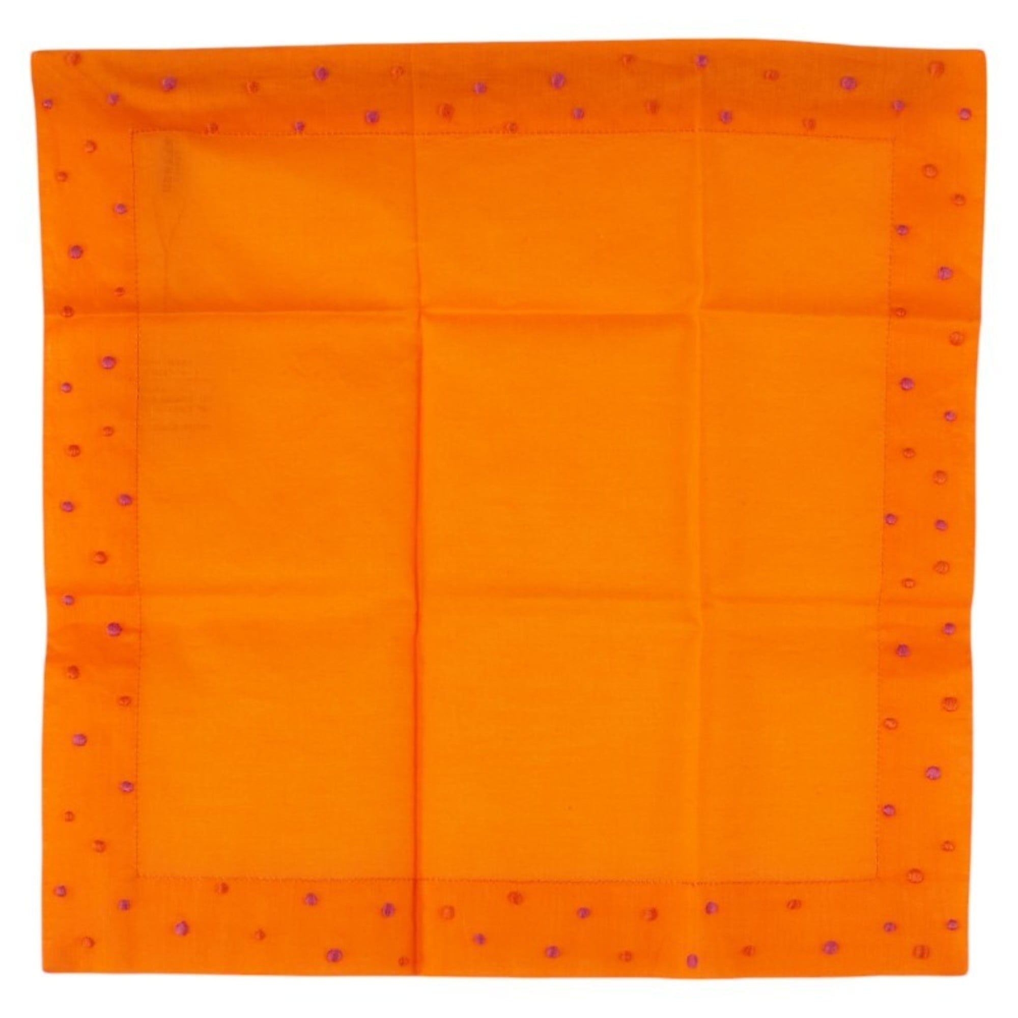 Hermes polka dot embroidered handkerchief orange cotton women’s HERMES