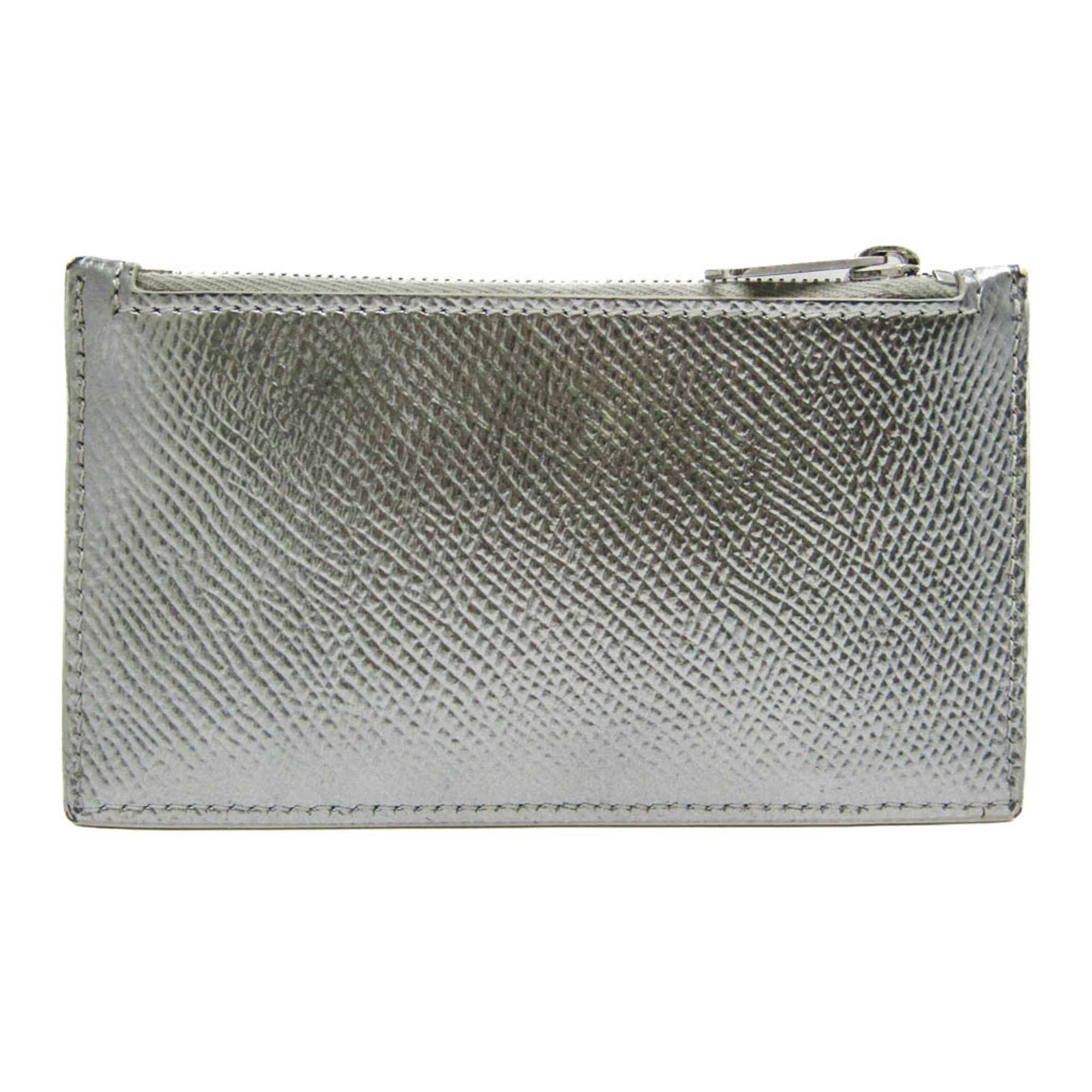 Celine Compact Zipped Card Holder 10B68 3BFQ Leather Card Case Silver