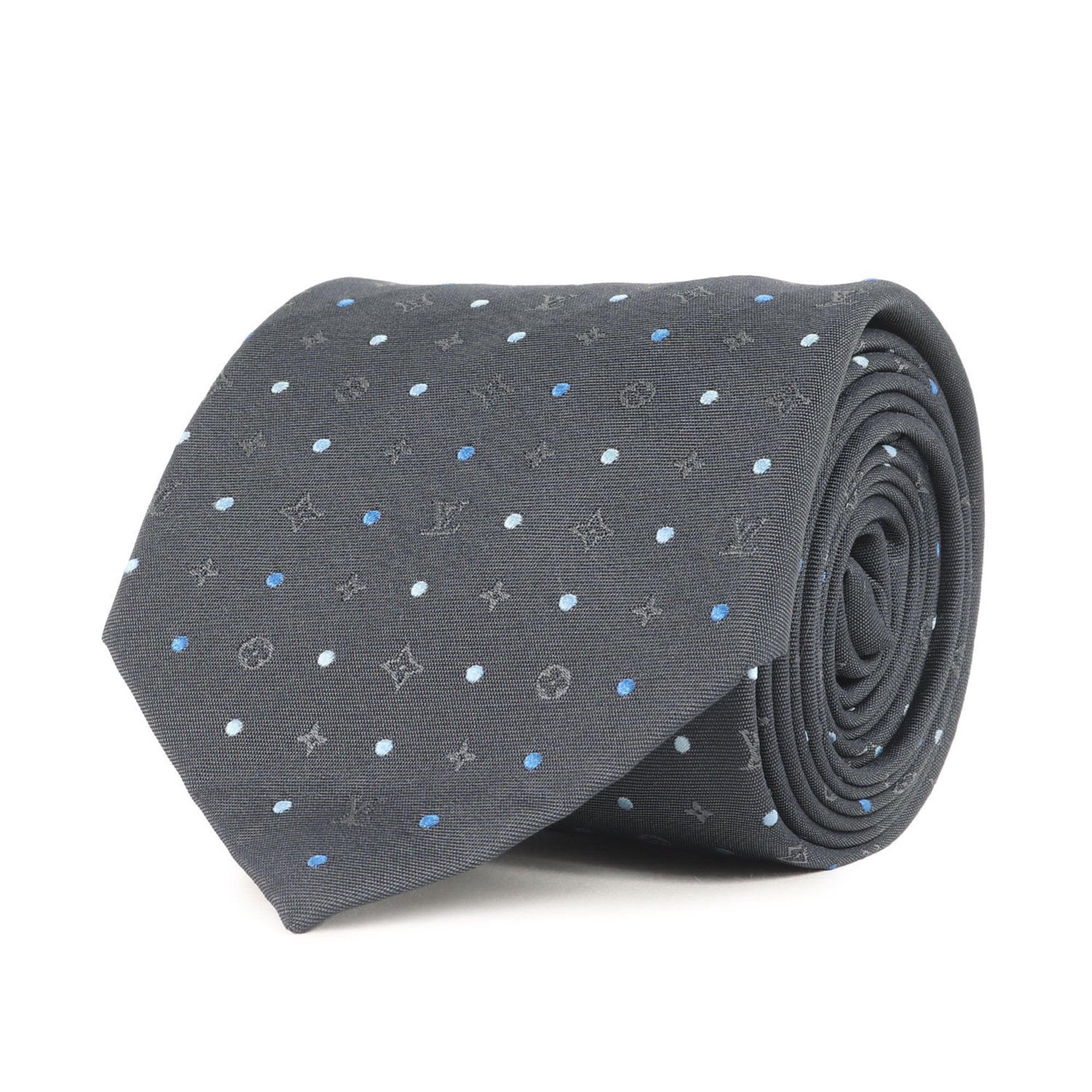 LOUIS VUITTON Monogram Dot Silk Cravate Tie M73190 Charcoal Men’s K4613