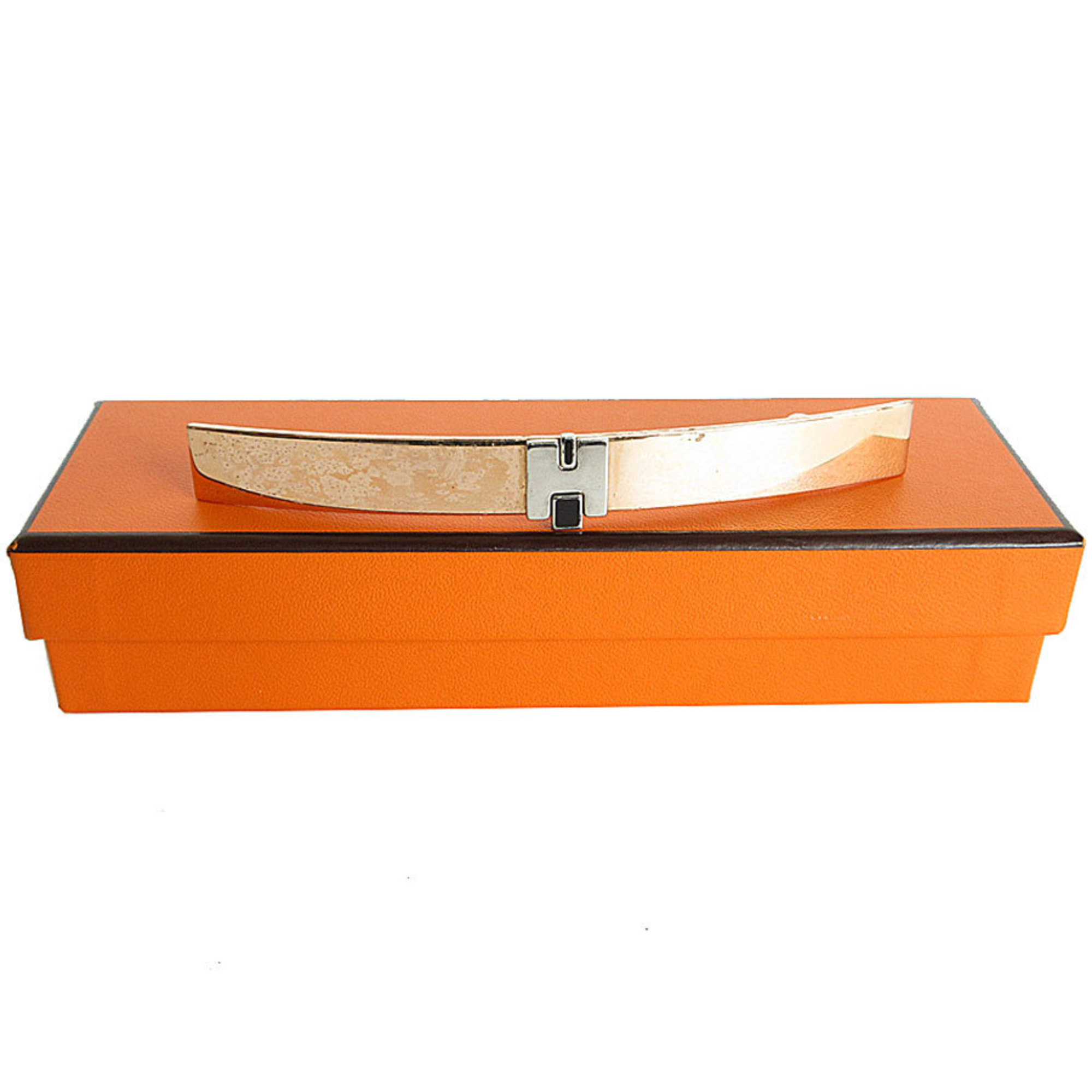 Hermes HERMES Barrette Metal Enamel Pink Gold Silver Black Women’s s0157i