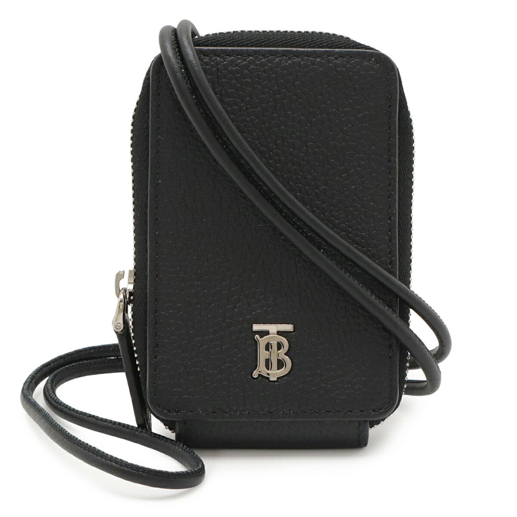 BURBERRY TB Card Case, Business Holder, Pass Coin Wallet, Purse, Neck Strap, Black, 8028233