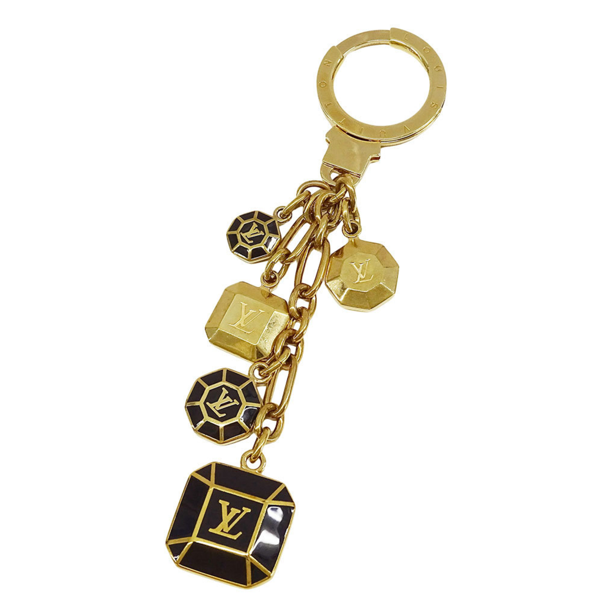 Louis Vuitton Keychain, Women’s and Men’s, Porte-Cres Cabochon, Gold Black, M66001, Bag Charm, Key Logo