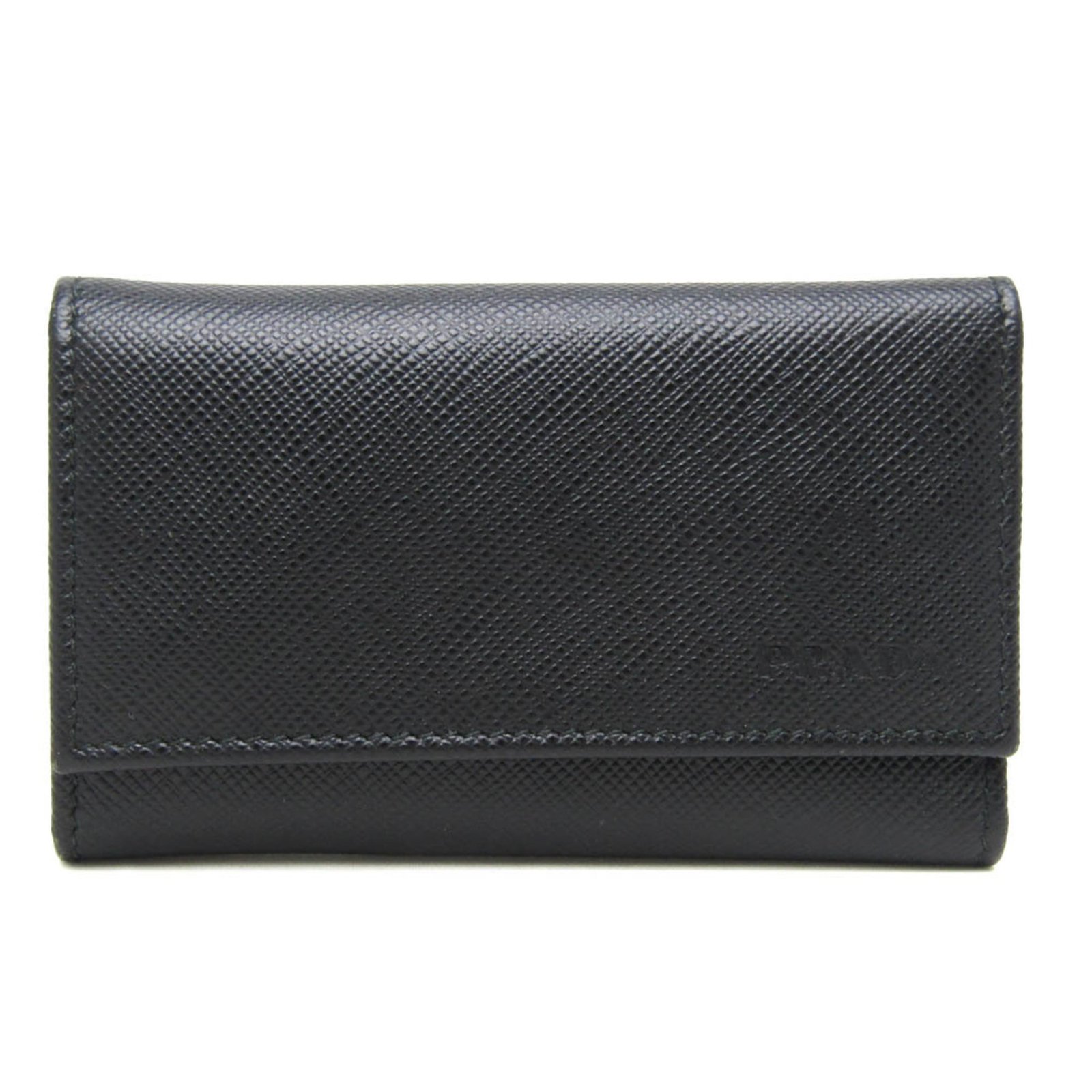 Prada Saffiano 2PG222 Men’s Leather Key Case Black