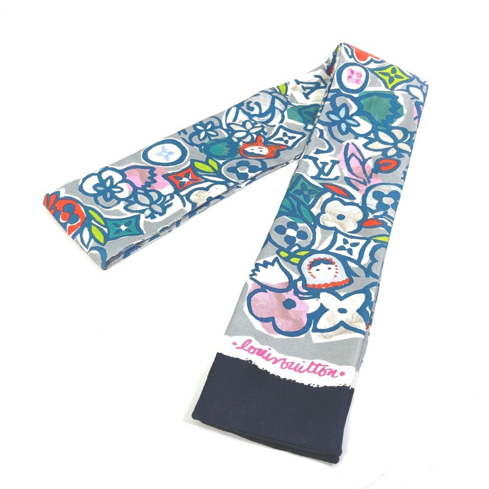 LOUIS VUITTON Monogram Bandeau LV Pop Scarf, Silk, Women’s, Gray