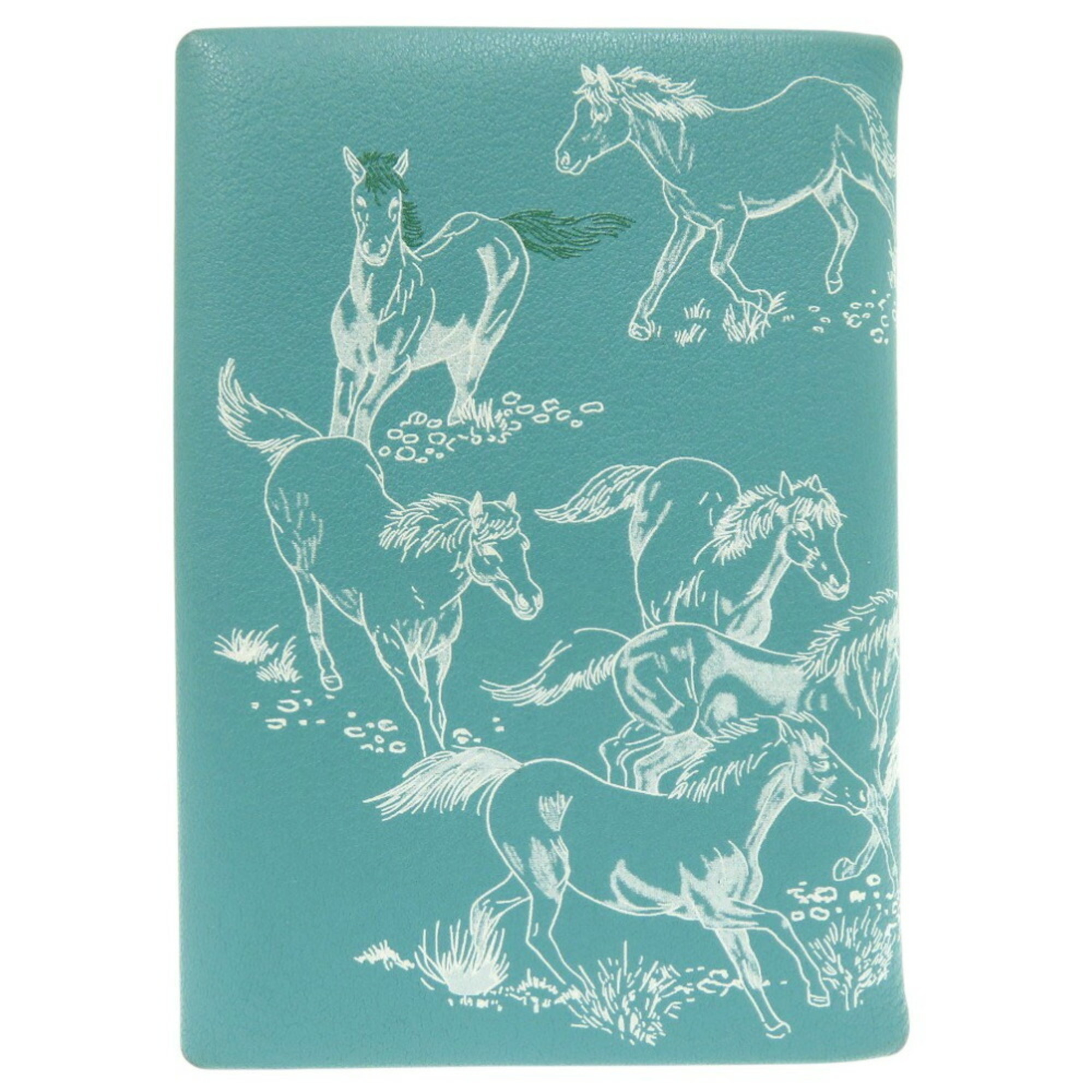 HermÃ¨s Calvi Duo Card Case, Blue Leather, W Stamp, 0848HERMES