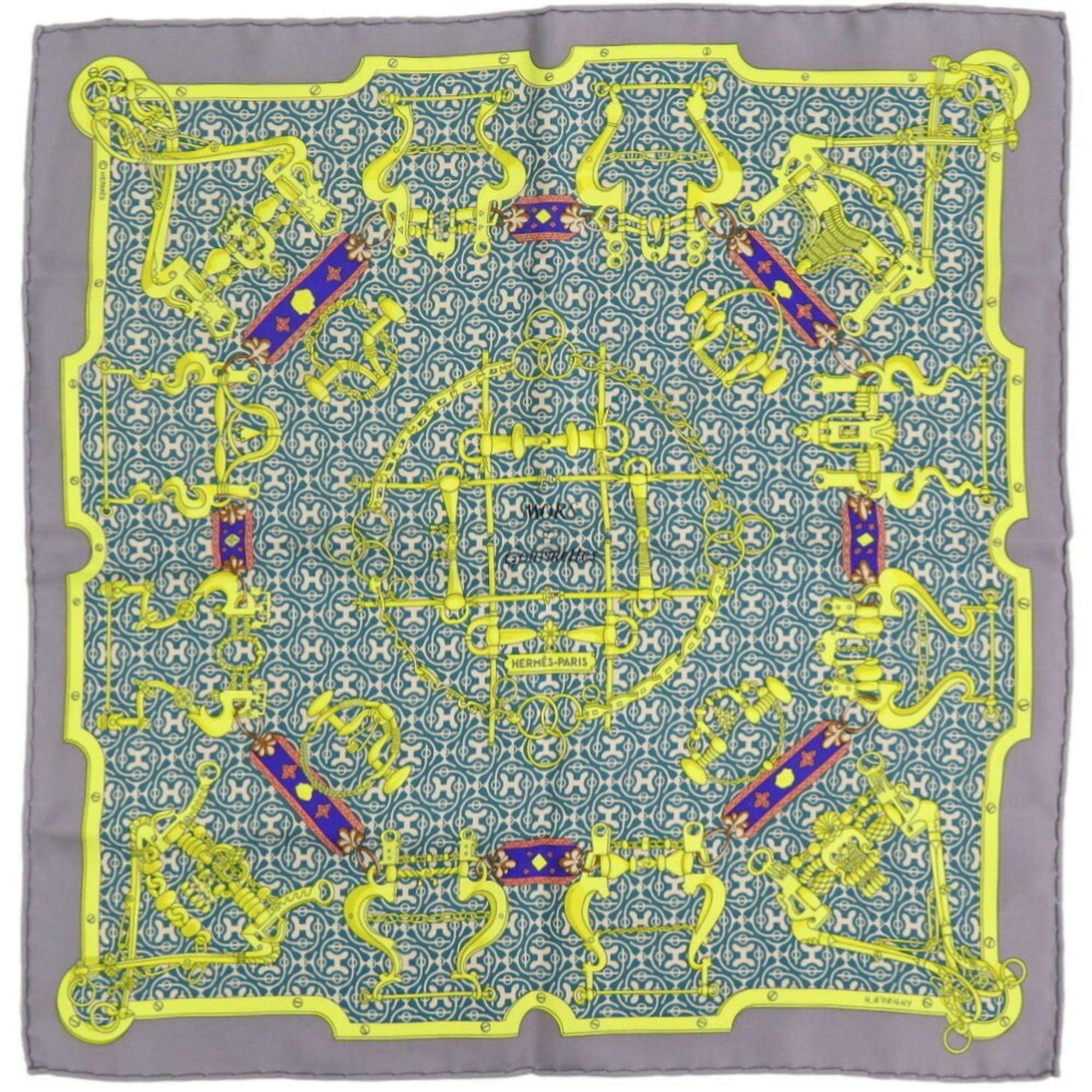 HermÃ¨s CarrÃ© 45 MORS et Gourmettes Horse Bit and Chain Silk Multicolor Scarf Muffler 0194HERMES