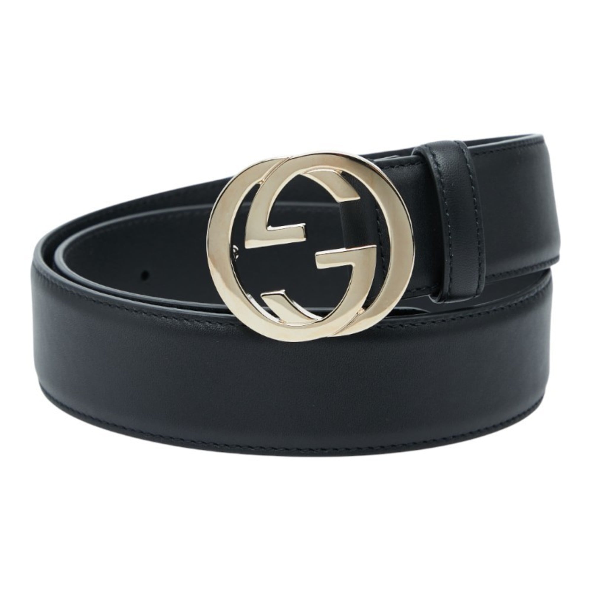 Gucci Interlocking G Belt, Sizes: 80-32, 370543, Black Leather, Women’s, GUCCI
