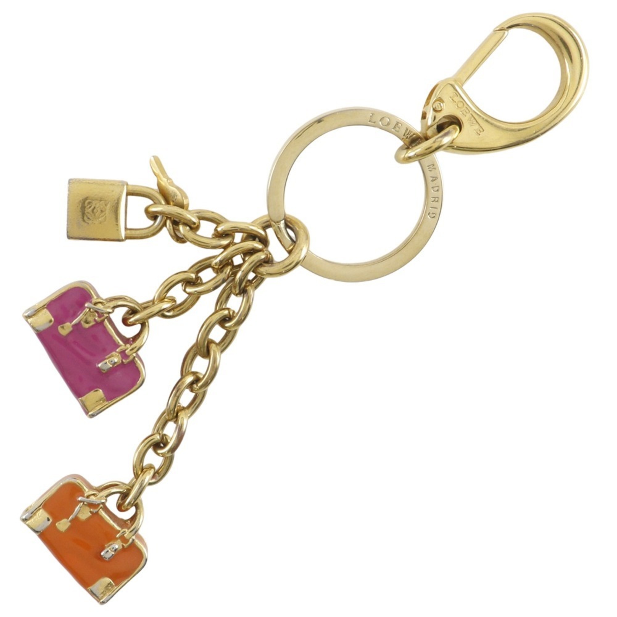 LOEWE Anagram Keychain Bag Charm, Gold Plated, Women’s, S180925741