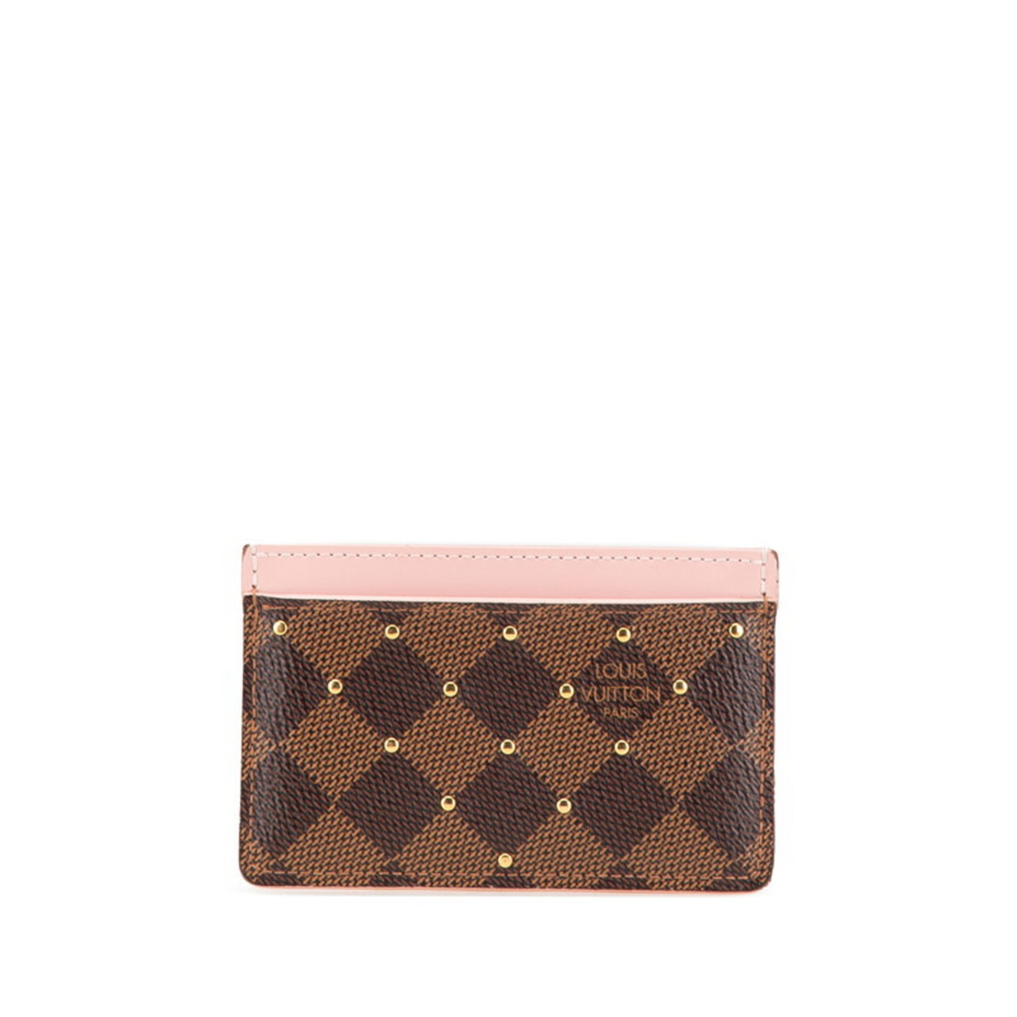 Louis Vuitton Damier Porte Carte Sample Studs Card Case N60248 Brown Pink PVC Leather Women’s LOUIS VUITTON