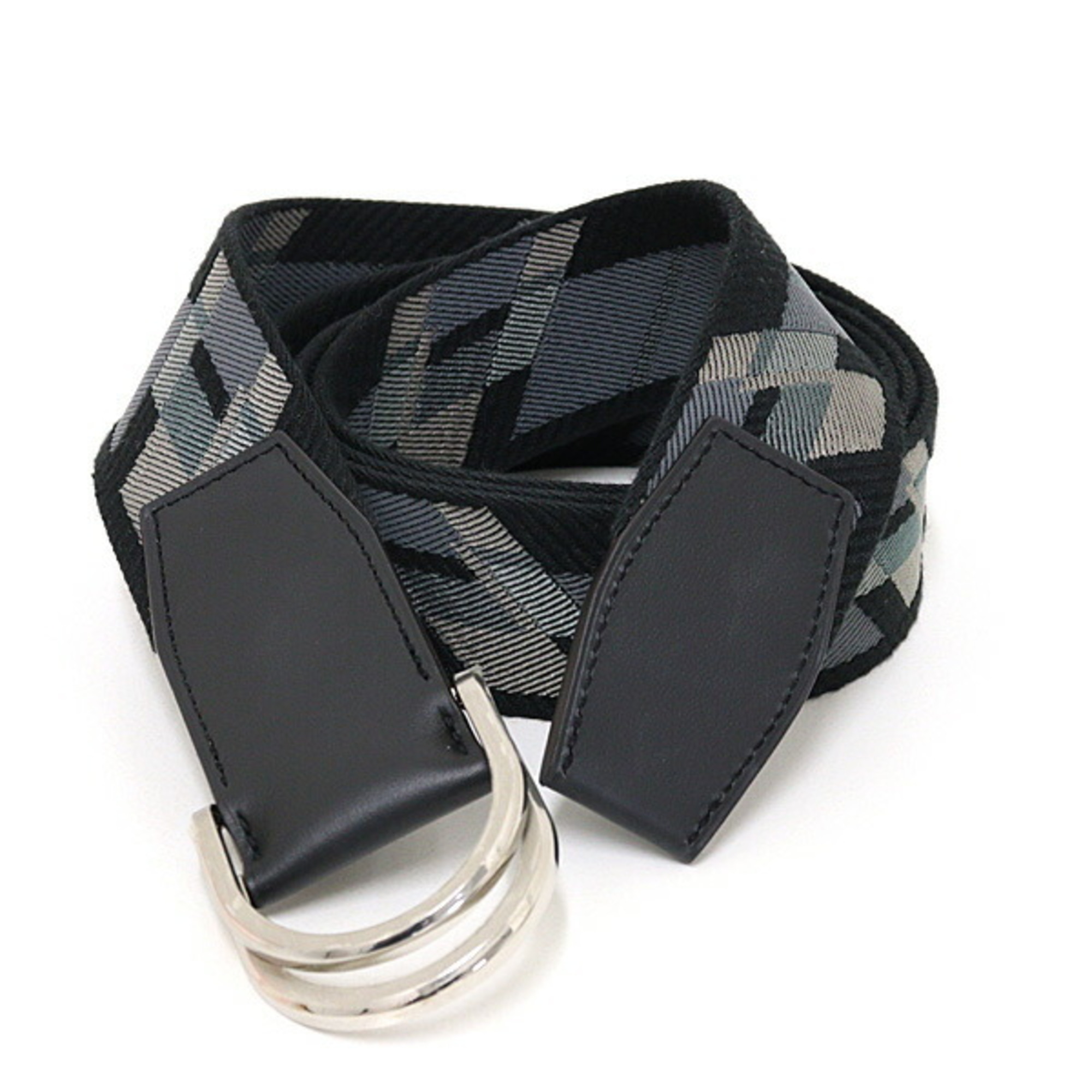 Hermes HermÃ¨s double D-ring canvas belt, black and gray, Y stamp