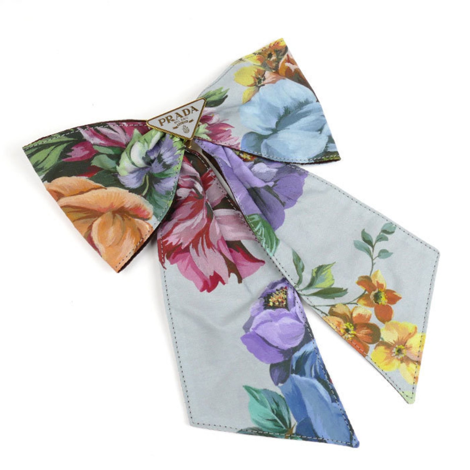 PRADA Prada Cotton Brass Printed Fabric Hair Clip Barrette 1IF163_2C1V_F0276 Women’s