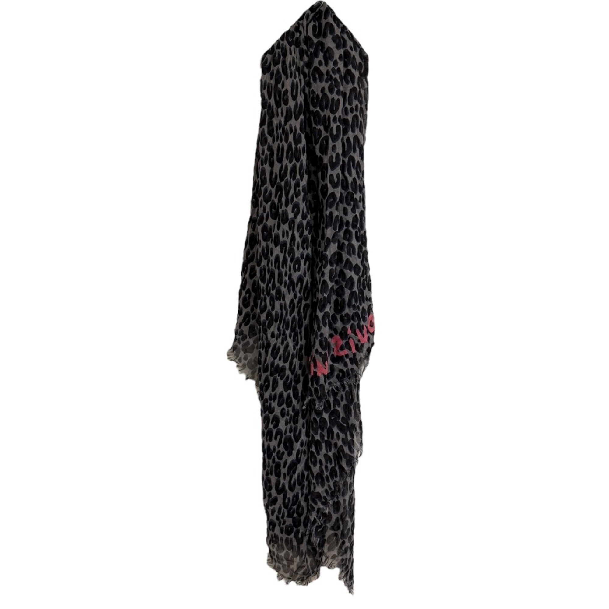 LOUIS VUITTON Leopard Print Cashmere and Silk Sheer Stole 413287 Gray Women’s