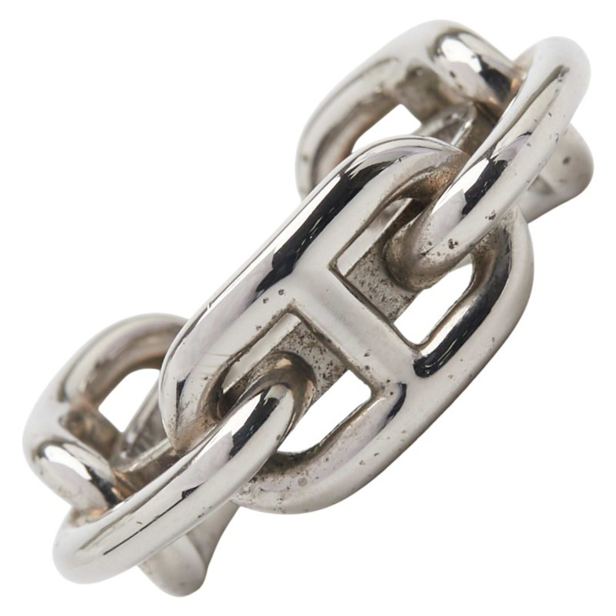 Hermes Chaine d’Ancre Scarf with Ring, Silver Metal, Women’s, HERMES