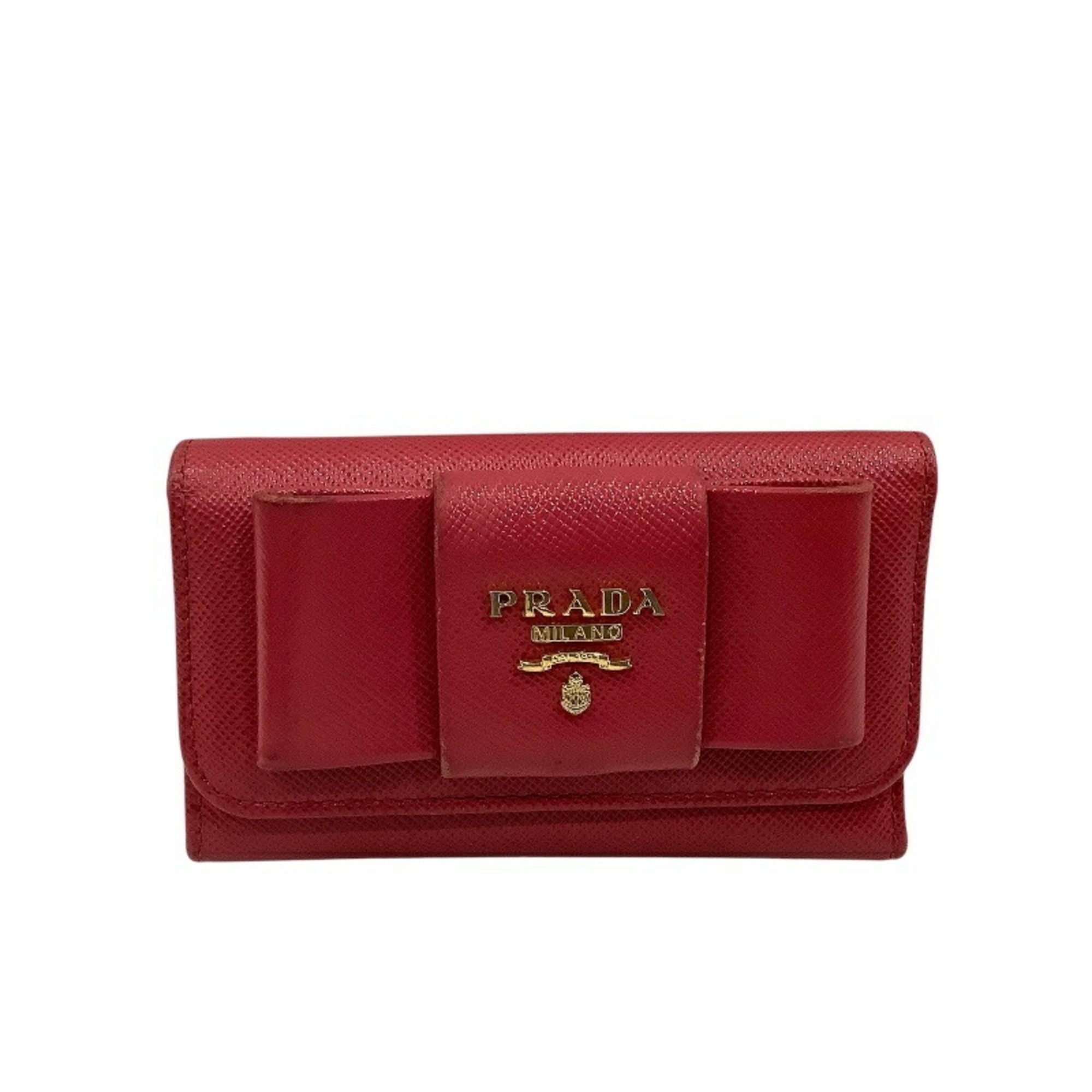 PRADA 6-ring key case 1PG222 Pink Saffiano leather No card JA-22544