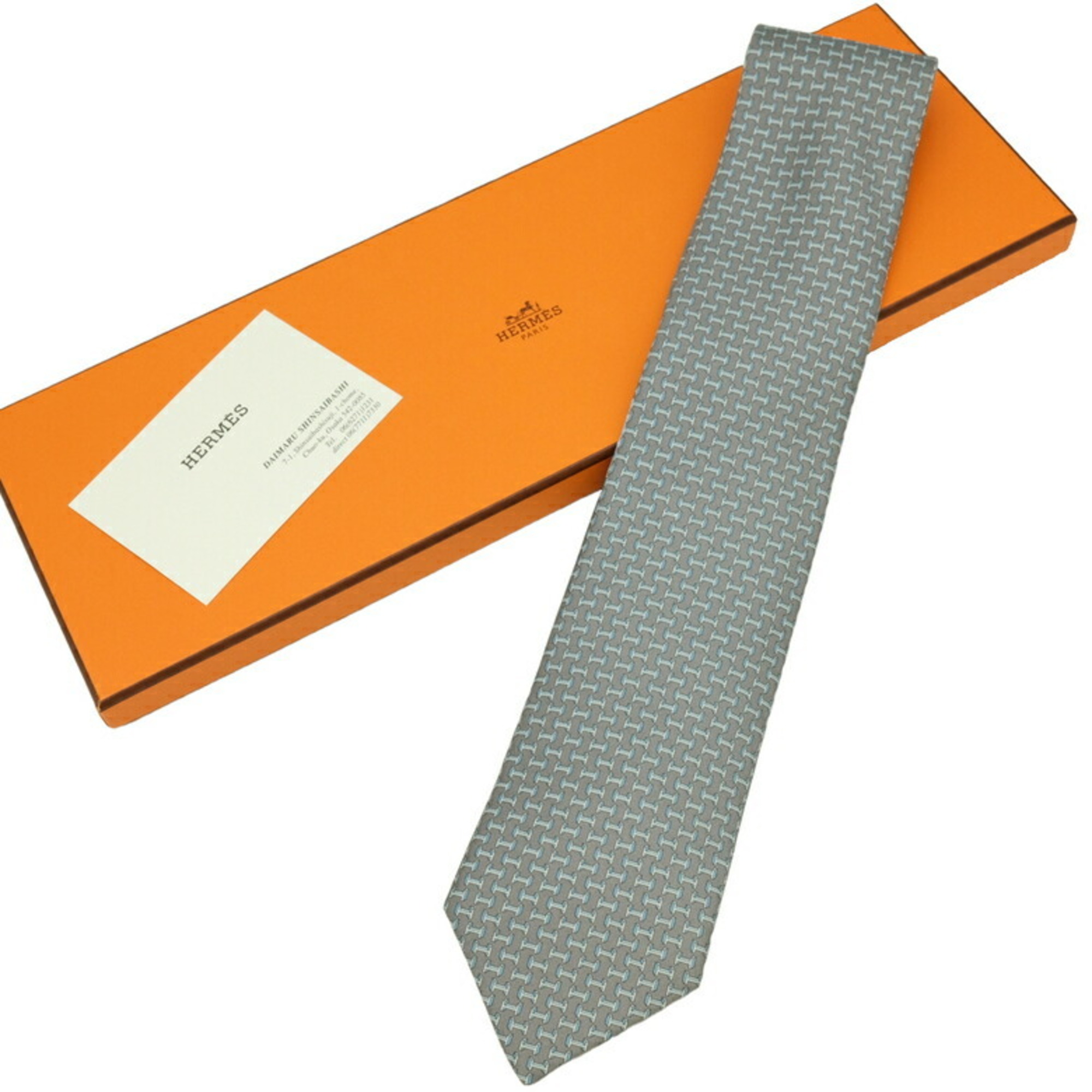 HERMES Hermes tie, gray, H pattern, 100% silk