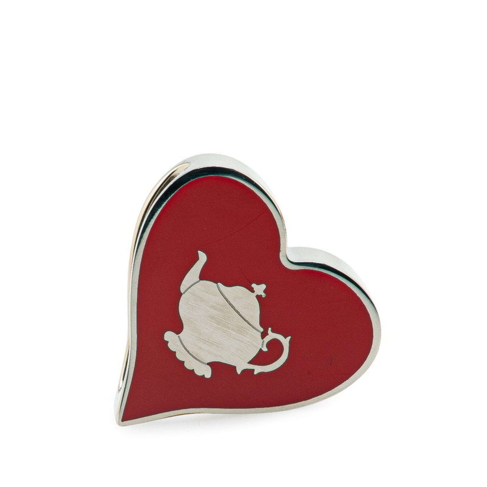 Hermes Heart Motif Tea Time Scarf Ring Red Silver Metal Women’s HERMES